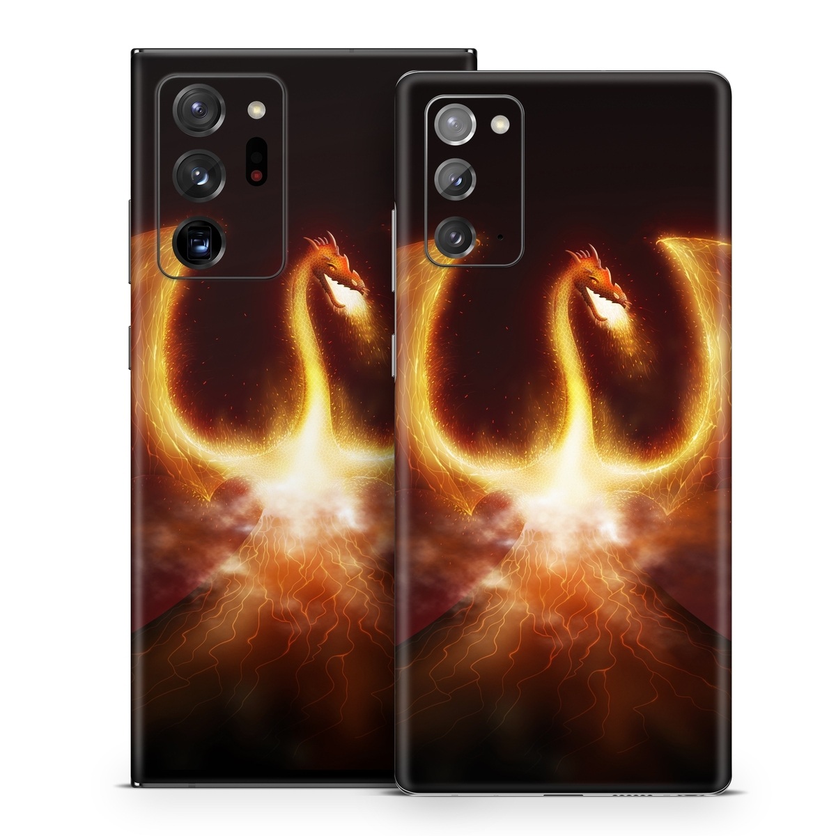 Samsung Galaxy Note 20 Series Skin design of Light, Atmosphere, Orange, Space, Heat, Sky, Darkness, Art, Geological phenomenon, Universe, with black, red, green, pink colors
