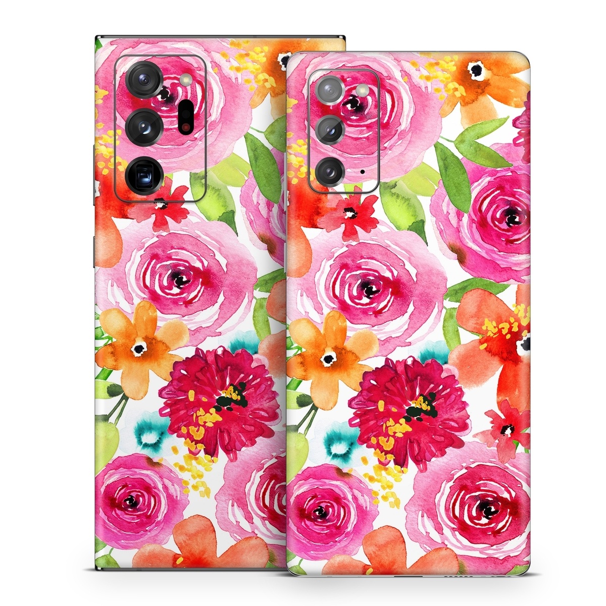 Samsung Galaxy Note 20 Series Skin design of Flower, Cut flowers, Floral design, Plant, Pink, Bouquet, Petal, Flower Arranging, Artificial flower, Clip art, with pink, red, green, orange, yellow, blue, white colors