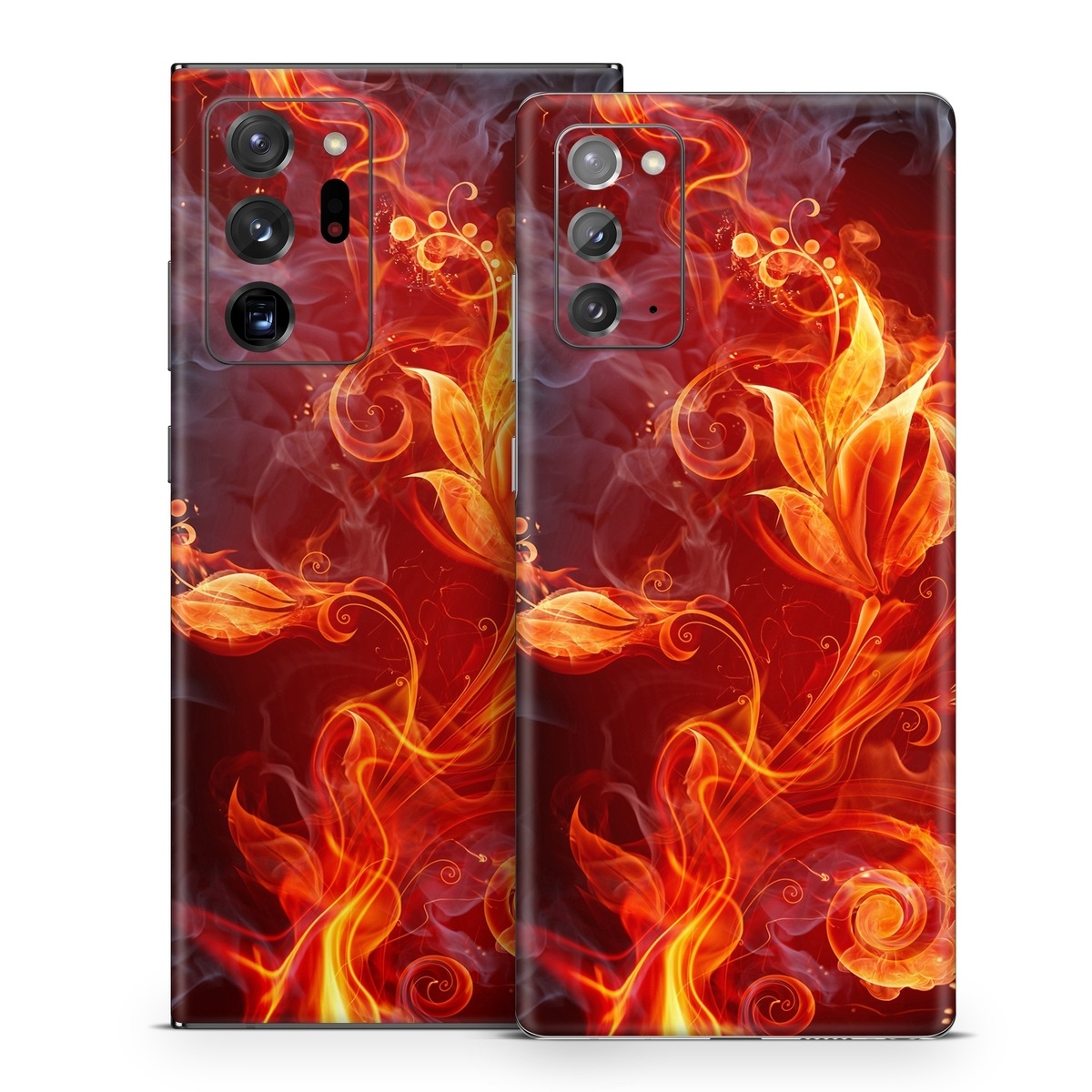 Samsung Galaxy Note 20 Series Skin design of Flame, Fire, Heat, Red, Orange, Fractal art, Graphic design, Geological phenomenon, Design, Organism, with black, red, orange colors