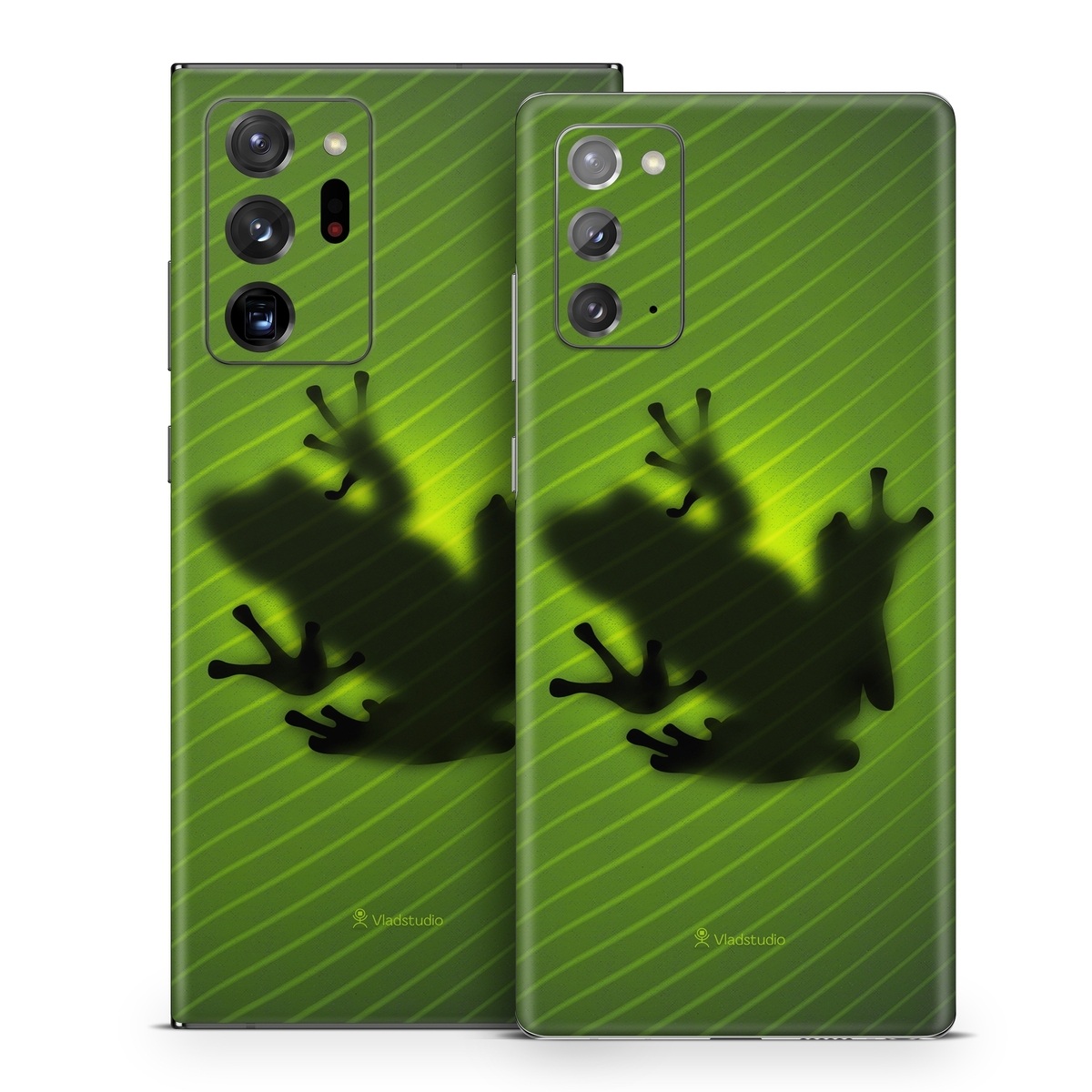 Samsung Galaxy Note 20 Series Skin design of Green, Frog, Tree frog, Amphibian, Shadow, Silhouette, Macro photography, Illustration, with green, black colors