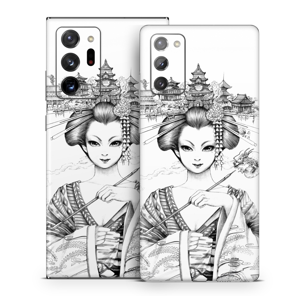 Samsung Galaxy Note 20 Series Skin design of Illustration, Head, Hairstyle, Line art, Art, Fashion illustration, Drawing, Coloring book, Black-and-white, Clip art, with black, white, gray colors