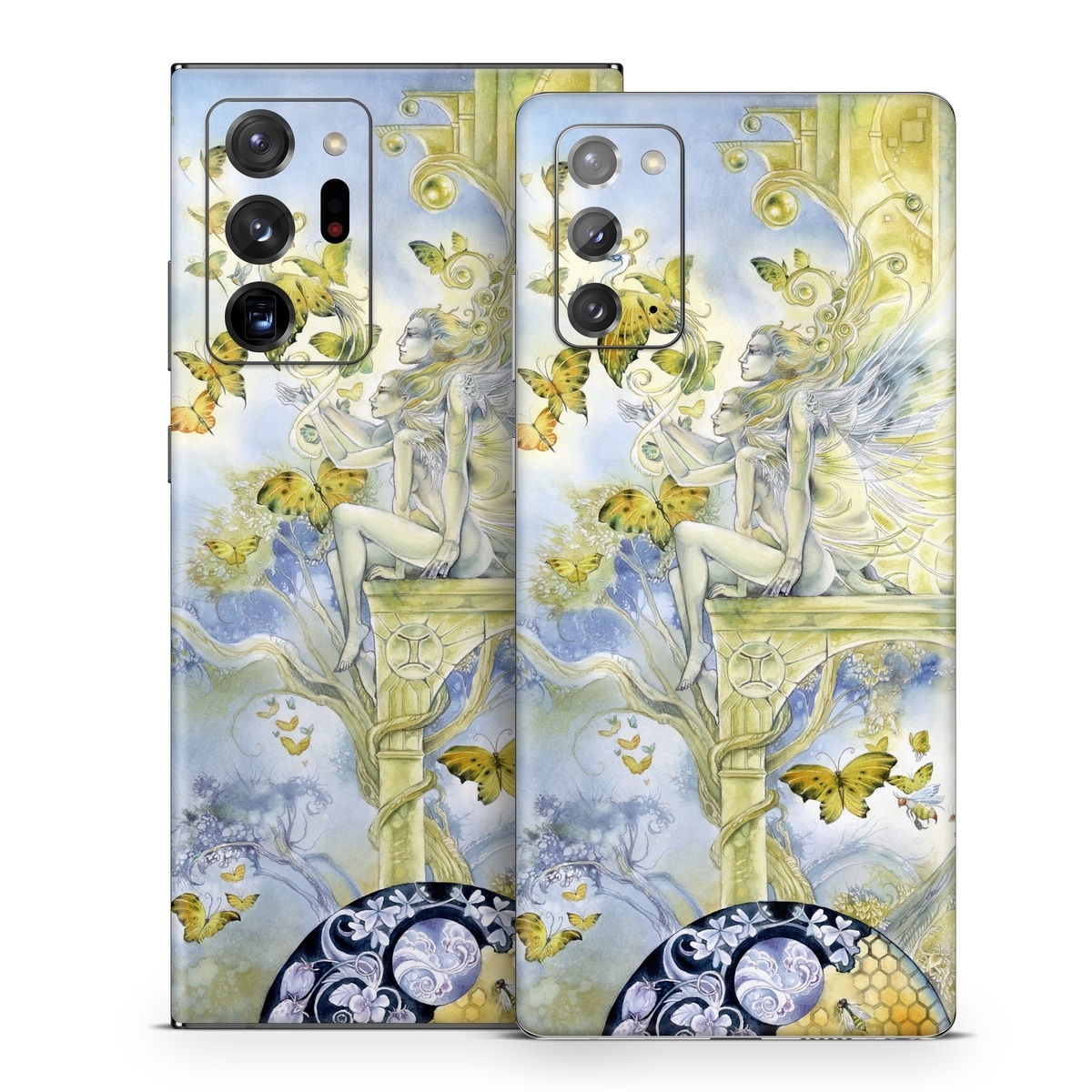 Samsung Galaxy Note 20 Series Skin design of Illustration, Watercolor paint, Art, Painting, Plant, with gray, green, yellow, purple, black colors