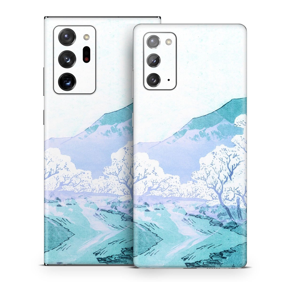 Samsung Galaxy Note 20 Series Skin design of Polar ice cap, Mountainous landforms, Glacial landform, Natural landscape, Mountain, Glacial lake, Glacier, Ice cap, Ice, Water, with white, blue, black colors