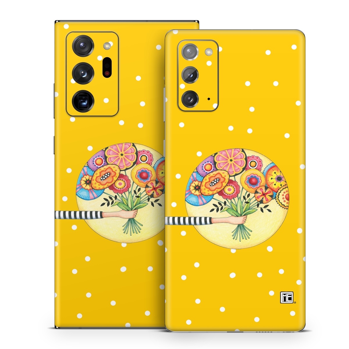 Samsung Galaxy Note 20 Series Skin design of Circle, Illustration, Clip art, Plant, with orange, yellow, pink, gray, green, black colors