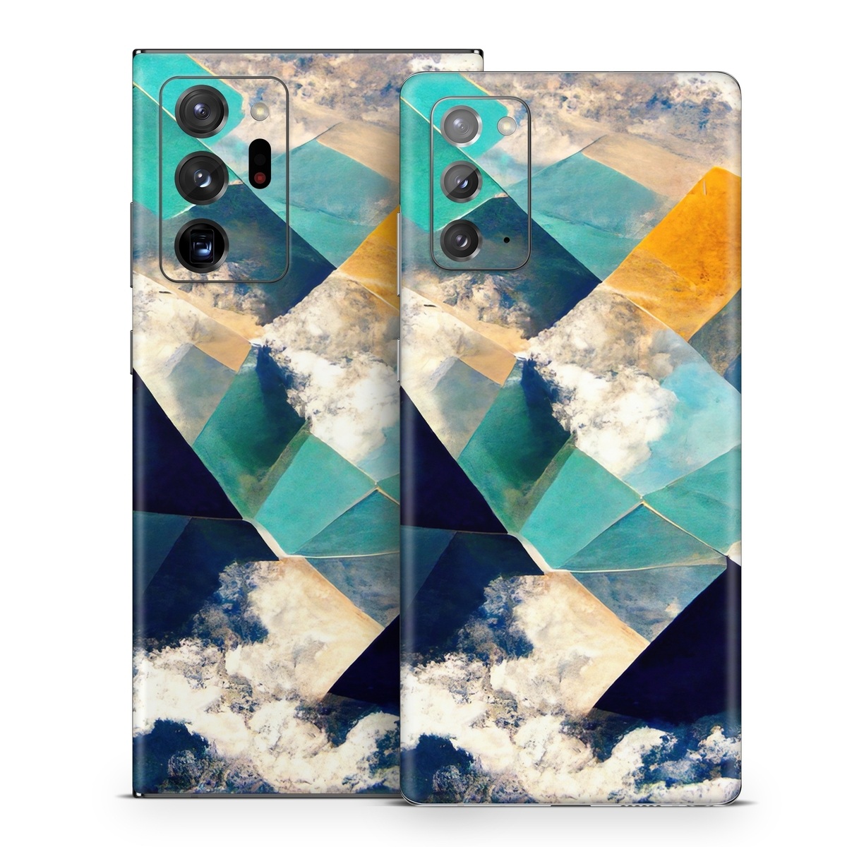 Samsung Galaxy Note 20 Series Skin design of Daytime, World, Nature, Blue, Azure, Green, Triangle, Rectangle, Architecture, Art, with blue, yellow, white, green colors