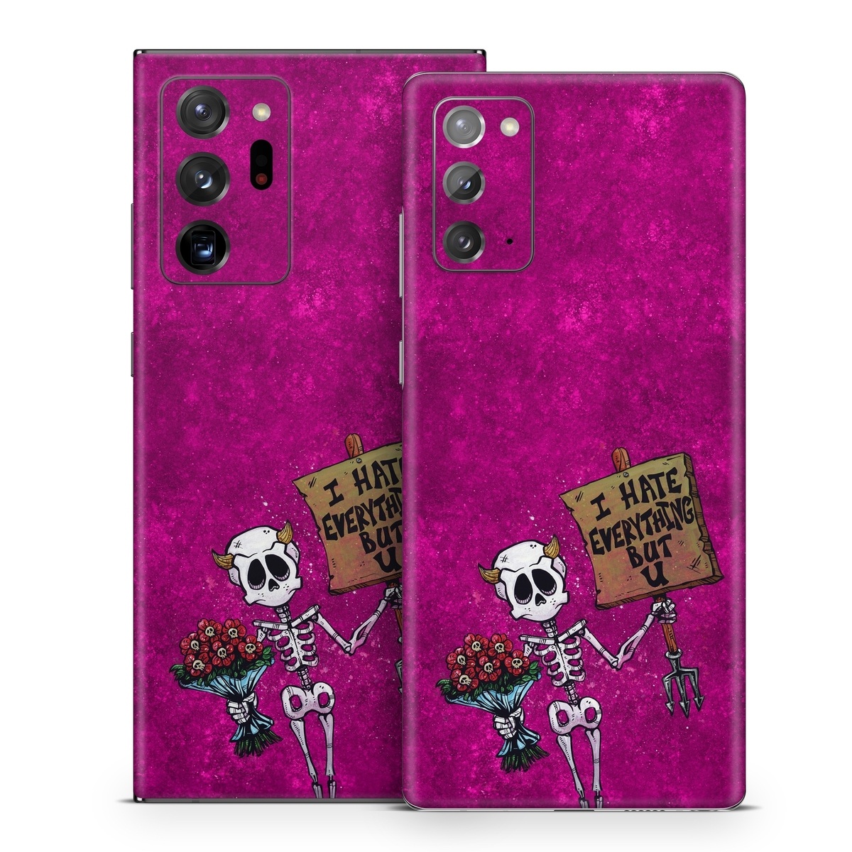 Samsung Galaxy Note 20 Series Skin design of Purple, Pink, Violet, Magenta, Font, Tints and shades, Art, Electric blue, Skull, Rectangle, with white, gray, pink, red, green, brown, black colors