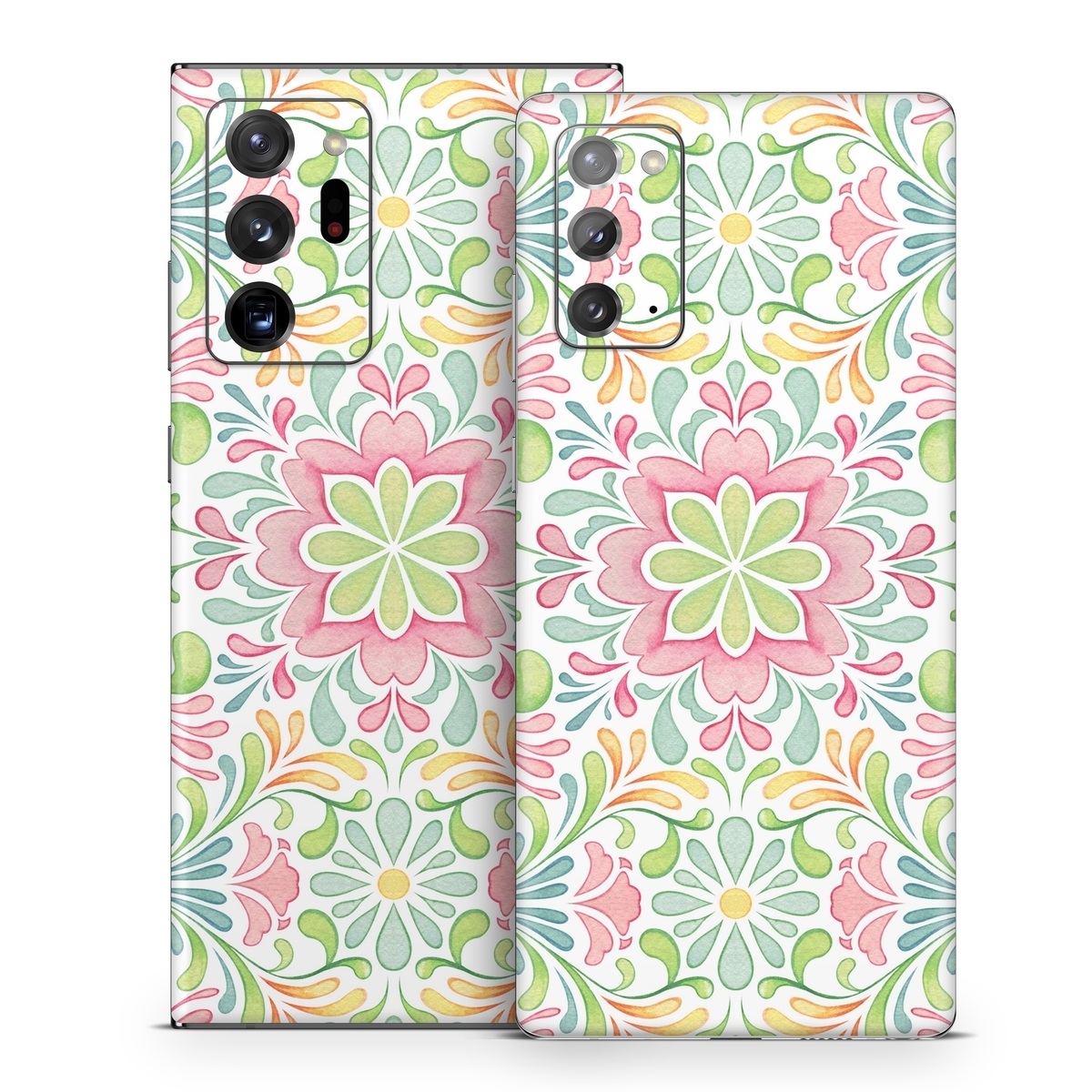 Samsung Galaxy Note 20 Series Skin design of Pattern, Pink, Visual arts, Design, Textile, Wrapping paper, Symmetry, Floral design, Motif, with gray, white, pink, green colors