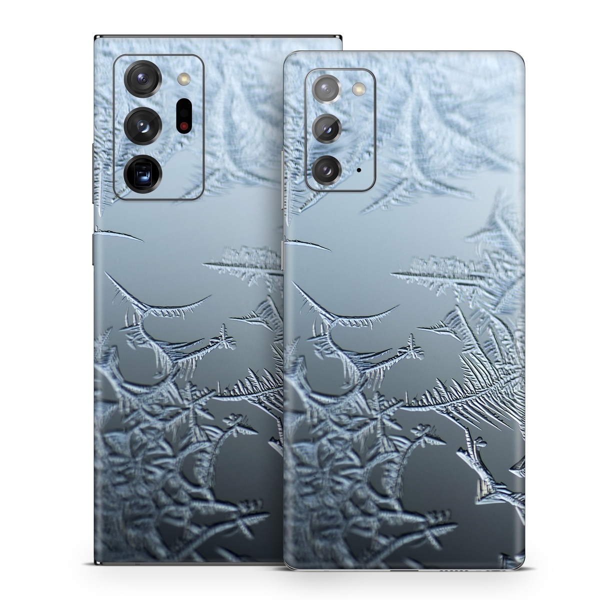 Samsung Galaxy Note 20 Series Skin design of Water, Frost, Freezing, Winter, Pattern, Ice, Sky, Atmosphere, Design, Reflection, with blue, gray, white, black colors