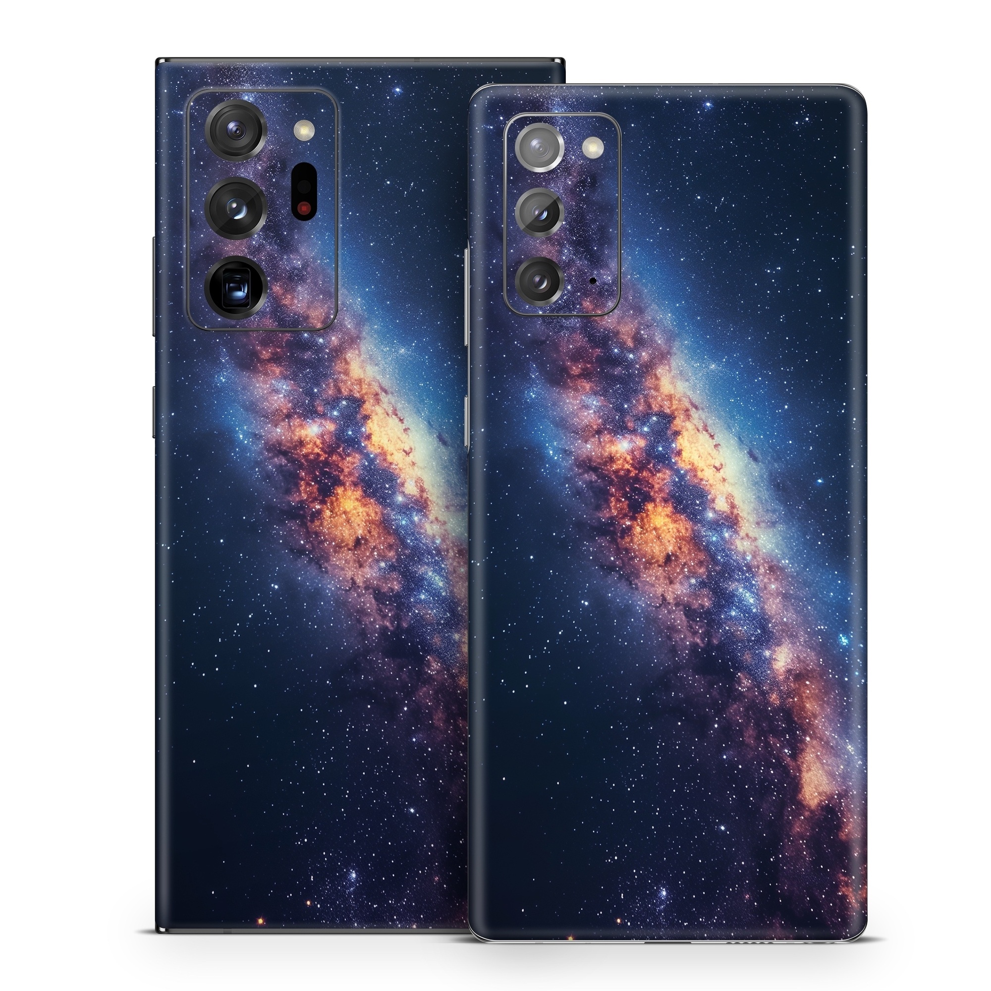 Samsung Galaxy Note 20 Series Skin design of Atmosphere, Sky, Nature, World, Nebula, Galaxy, Astronomical object, Atmospheric phenomenon, Milky way, Star, with black, blue, white, yellow, orange, red, purple, gray colors