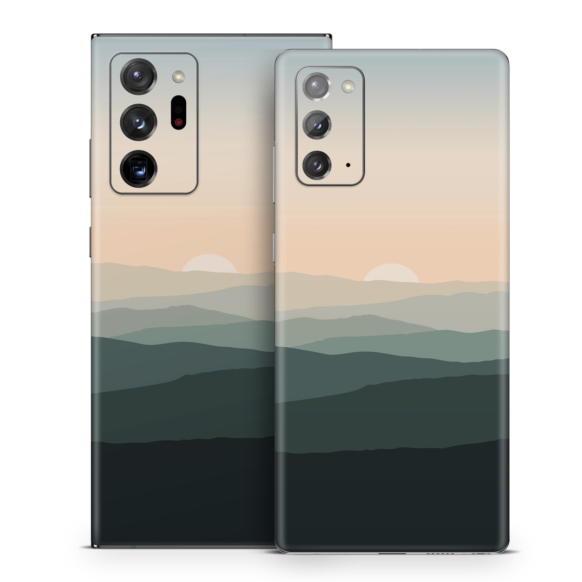 Samsung Galaxy Note 20 Series Skin design of Sky, Mountain, Afterglow, Cloud, Highland, Dusk, Sunrise, Landscape, Sunset, Cumulus, with black, gray, white, orange, yellow colors