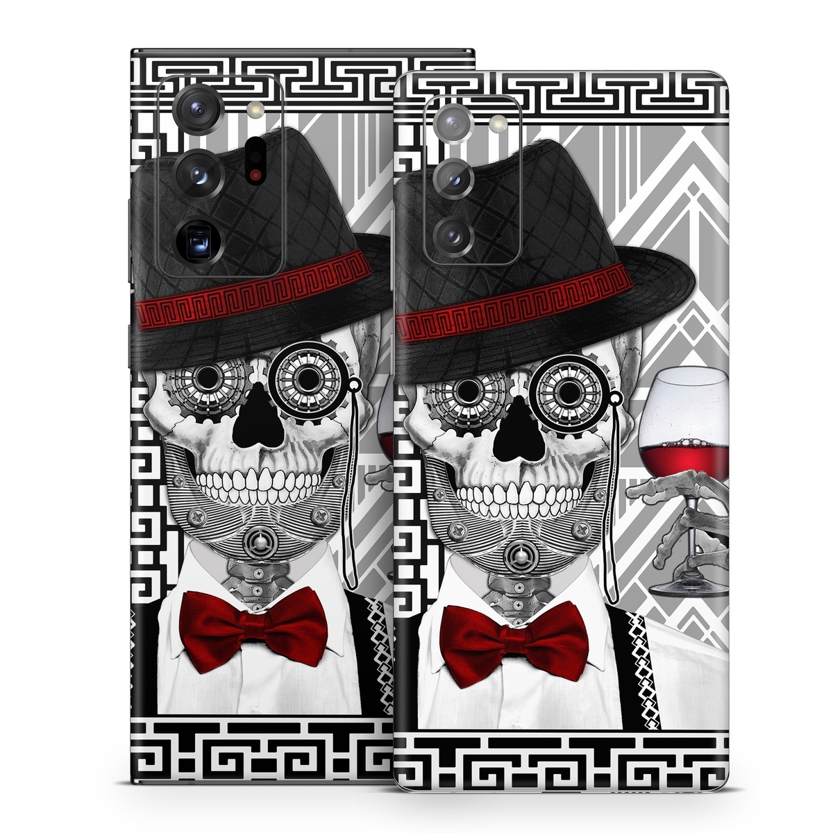 Samsung Galaxy Note 20 Series Skin design of Cartoon, Poster, Font, Illustration, Headgear, Games, Photo caption, Fictional character, Graphic design, Hat, with black, white, red colors