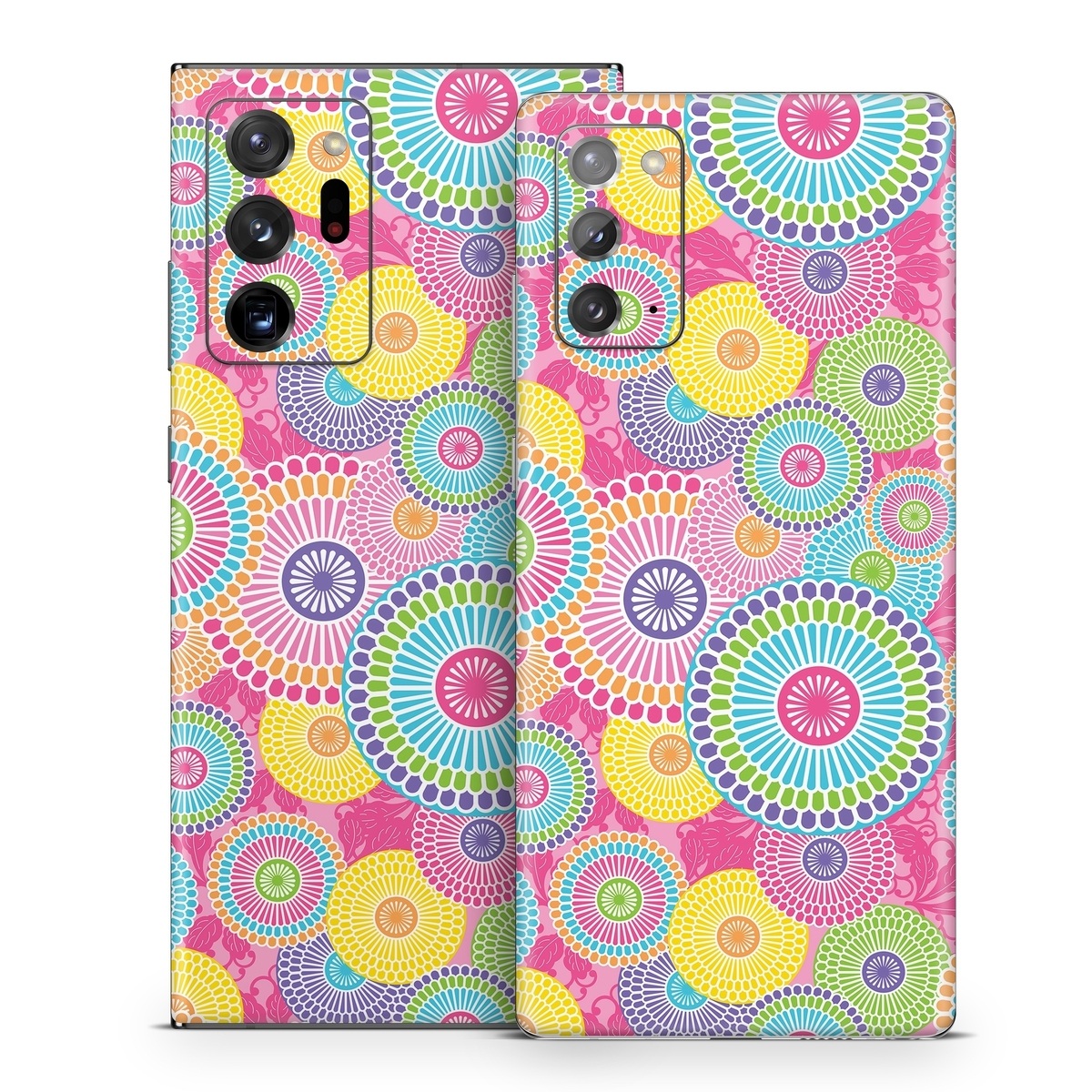 Samsung Galaxy Note 20 Series Skin design of Pattern, Circle, Textile, Design, Visual arts, Wrapping paper, with gray, pink, purple, orange, blue, green colors