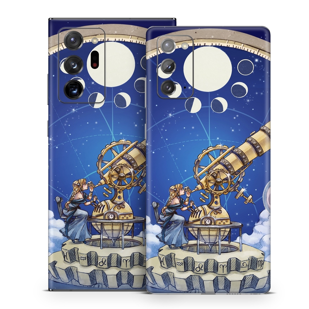 Samsung Galaxy Note 20 Series Skin design of Circle, World, Space, Vehicle, Satellite, Illustration, with white, blue, yellow, pink, gray colors