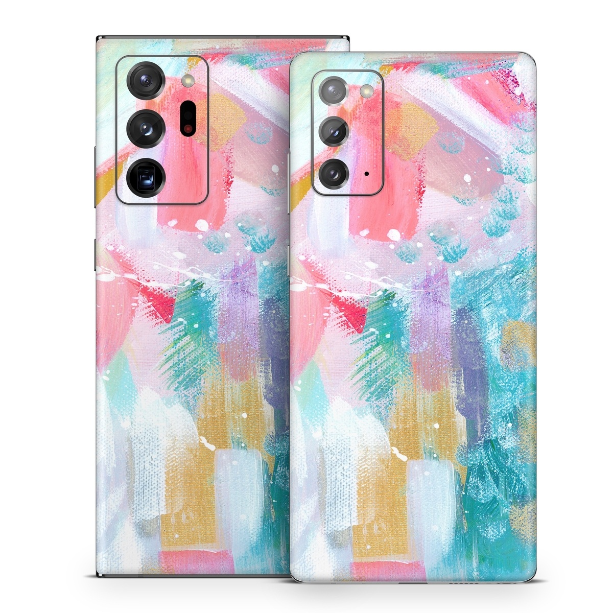Samsung Galaxy Note 20 Series Skin design of Colorfulness, Art paint, Paint, Pink, Creative arts, Art, Aqua, Magenta, Tints and shades, Font, with white, blue, pink, purple, green, yellow colors