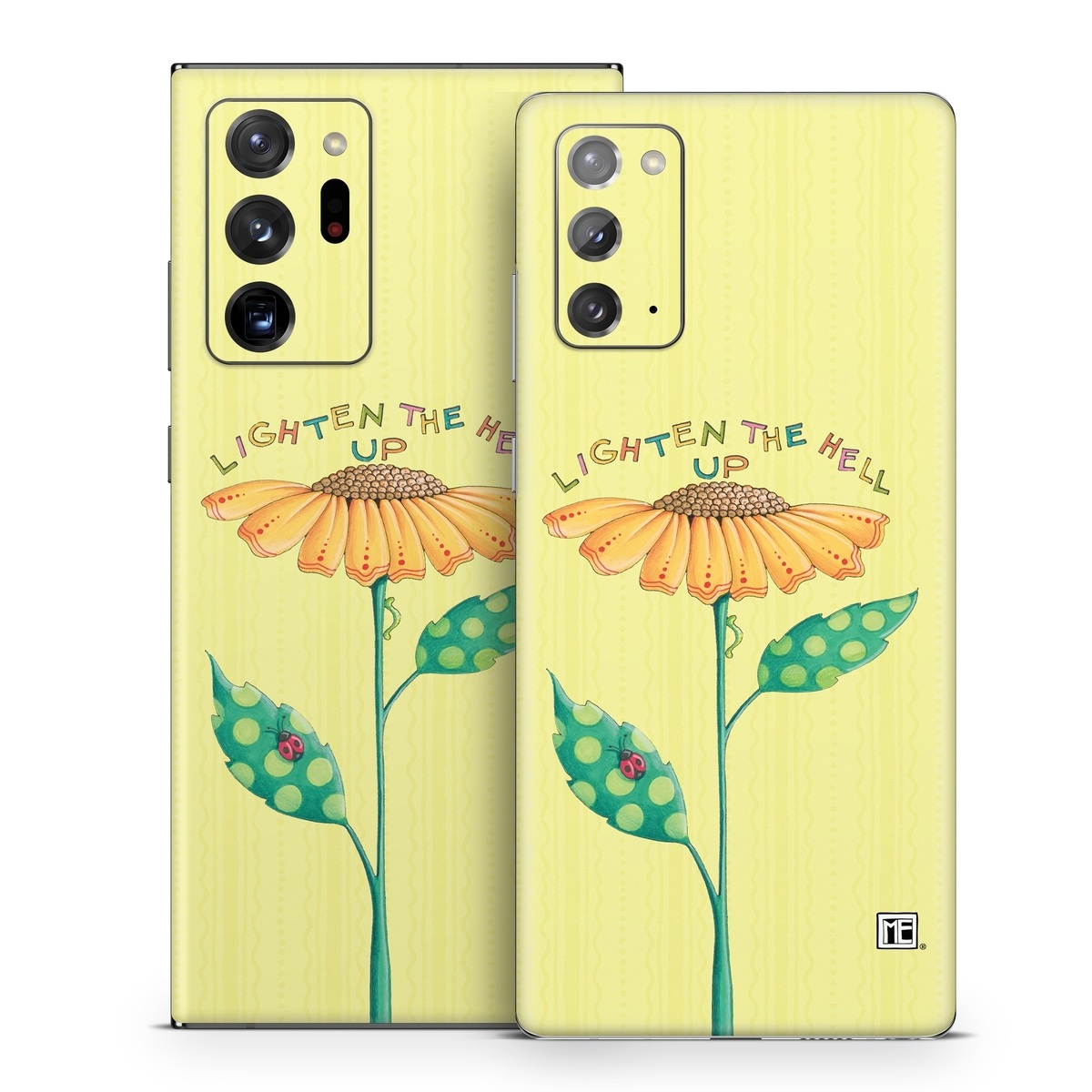 Samsung Galaxy Note 20 Series Skin design of Flower, Plant, Botany, Flowering plant, Illustration, Wildflower, Daisy family, Coneflower, Pedicel, with yellow, green, red, black, orange, blue colors