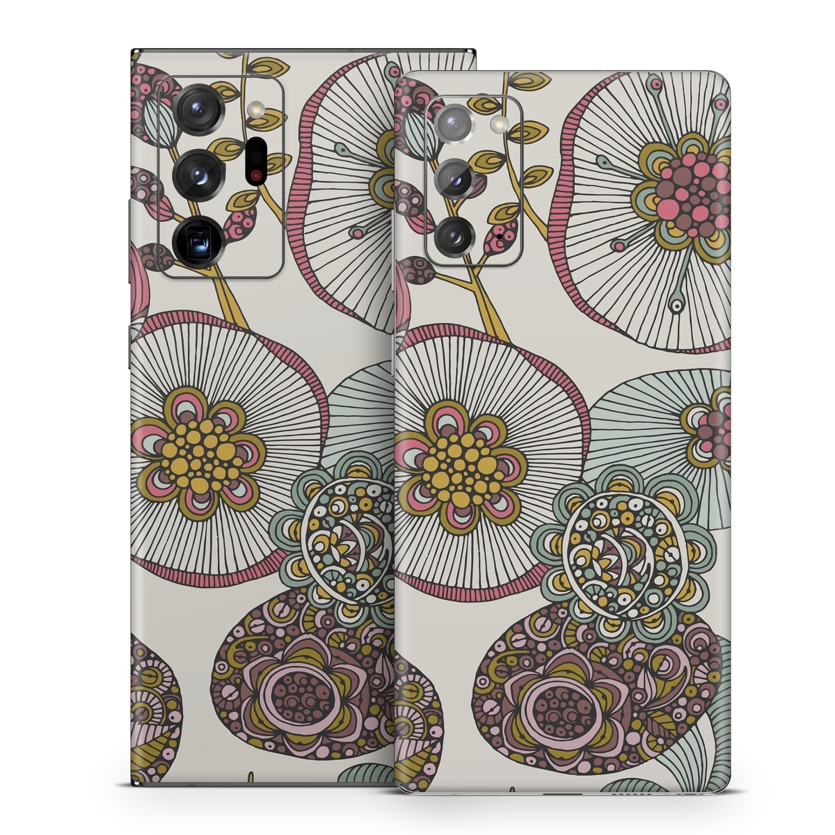 Samsung Galaxy Note 20 Series Skin design of Pattern, Textile, Botany, Visual arts, Motif, Design, Needlework, Circle, Floral design, with gray, pink, green, blue, purple colors