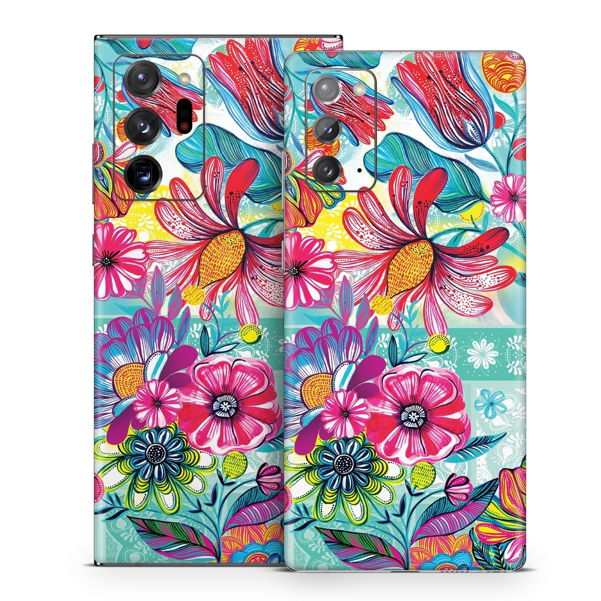 Samsung Galaxy Note 20 Series Skin design of Pattern, Floral design, Textile, Pink, Design, Flower, Visual arts, Wildflower, Plant, with blue, pink, purple, red, green, yellow, orange colors