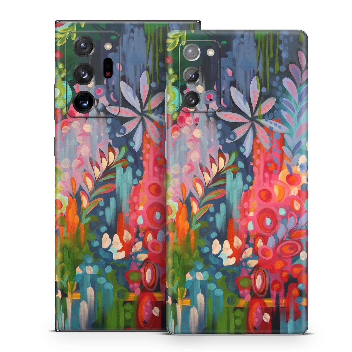 Samsung Galaxy Note 20 Series Skin design of Painting, Modern art, Acrylic paint, Art, Visual arts, Watercolor paint, Child art, Flower, Plant, Tree, with blue, red, orange, purple, yellow, pink, green colors