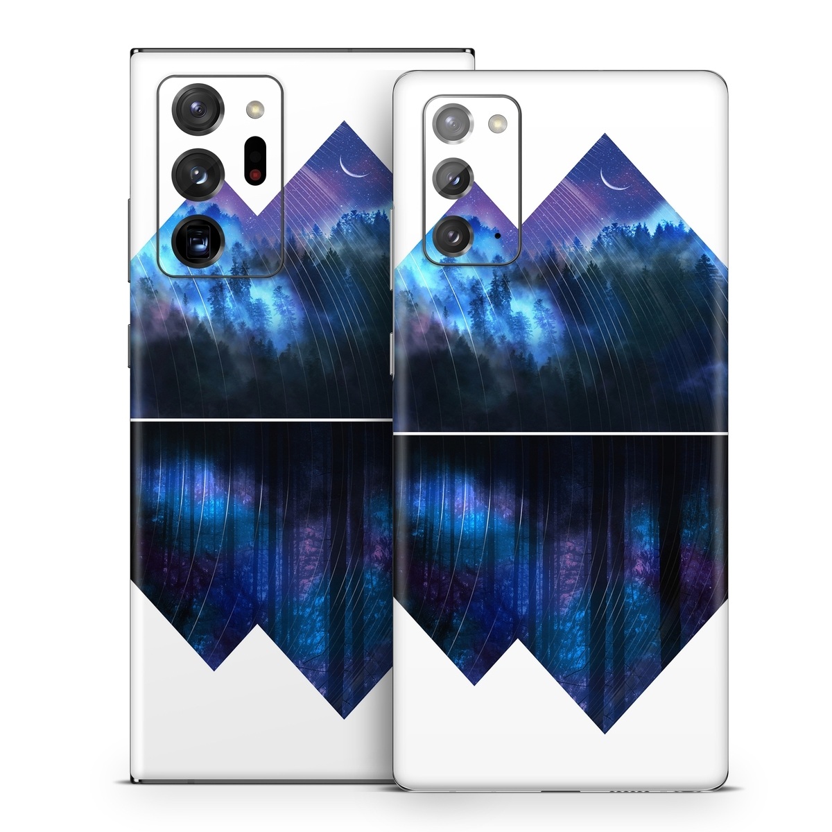 Samsung Galaxy Note 20 Series Skin design of Blue, Cobalt blue, Pyramid, Pattern, Electric blue, Design, Fractal art, Sky, Triangle, Space, with white, blue, purple, black colors