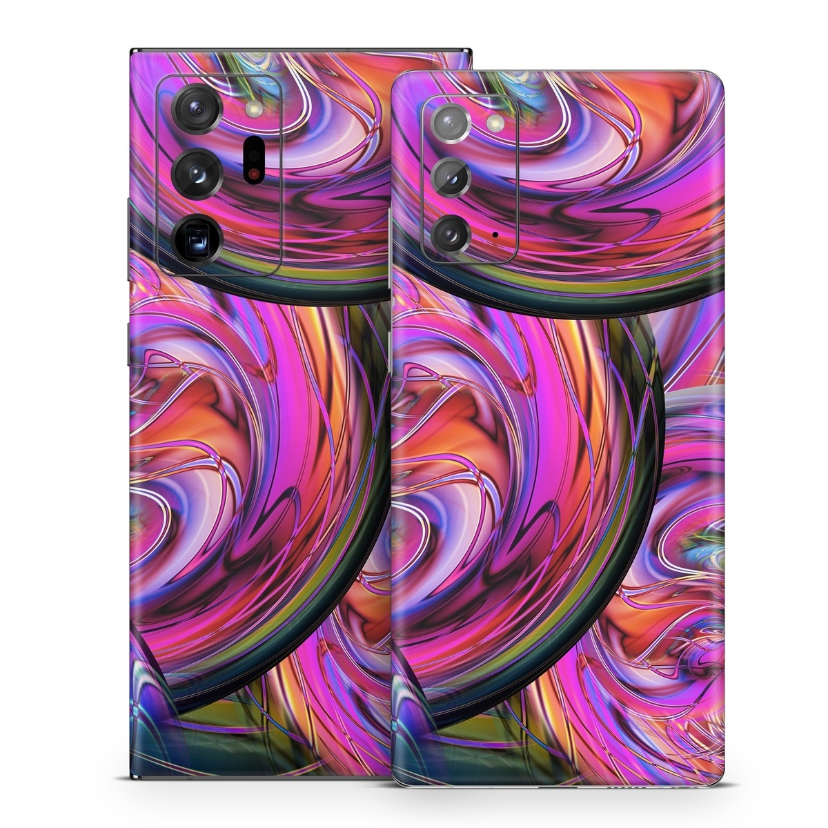 Samsung Galaxy Note 20 Series Skin design of Pattern, Psychedelic art, Purple, Art, Fractal art, Design, Graphic design, Colorfulness, Textile, Visual arts, with purple, black, red, gray, blue, green colors