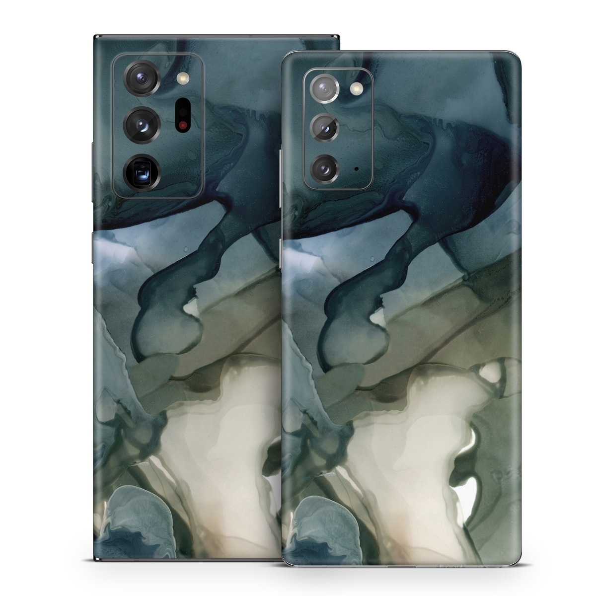 Samsung Galaxy Note 20 Series Skin design of Azure, Petal, Organism, Grey, Art, Pattern, Beauty, Painting, Close-up, Tree, with black, blue, green, white colors