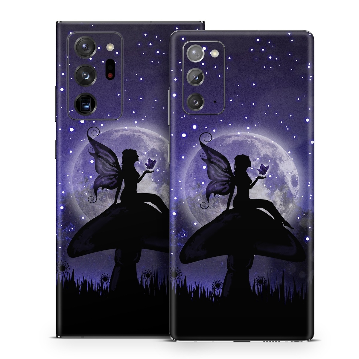 Samsung Galaxy Note 20 Series Skin design of Purple, Sky, Moonlight, Cg artwork, Fictional character, Darkness, Night, Illustration, Space, Star, with black, blue, gray, purple colors