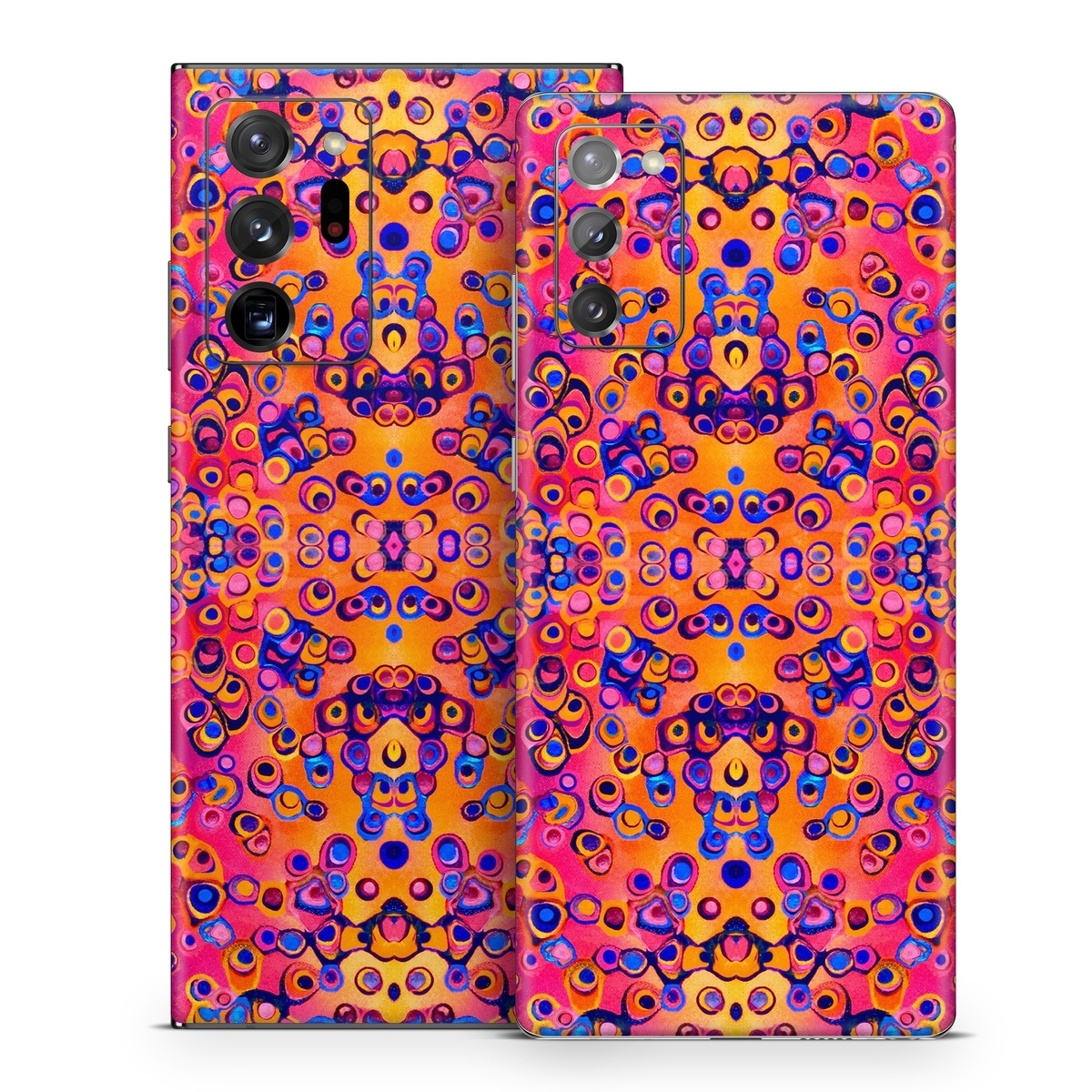 Samsung Galaxy Note 20 Series Skin design of Pattern, Psychedelic art, Symmetry, with orange, purple, blue, pink colors