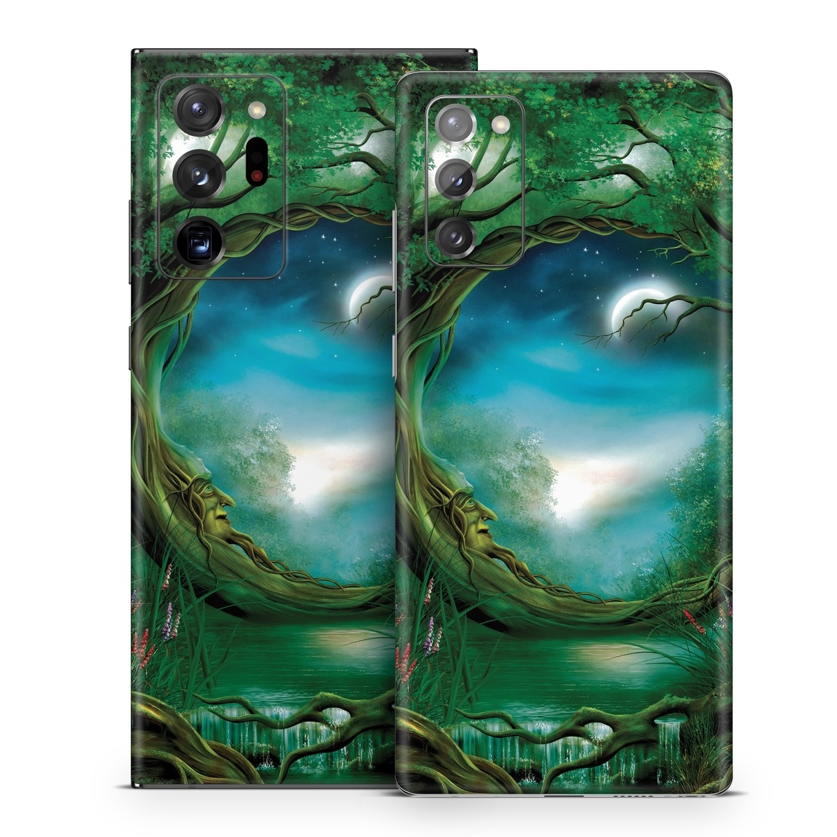Samsung Galaxy Note 20 Series Skin design of Fractal art, Art, Organism, Fictional character, Earth, Cg artwork, with black, blue, green, gray colors