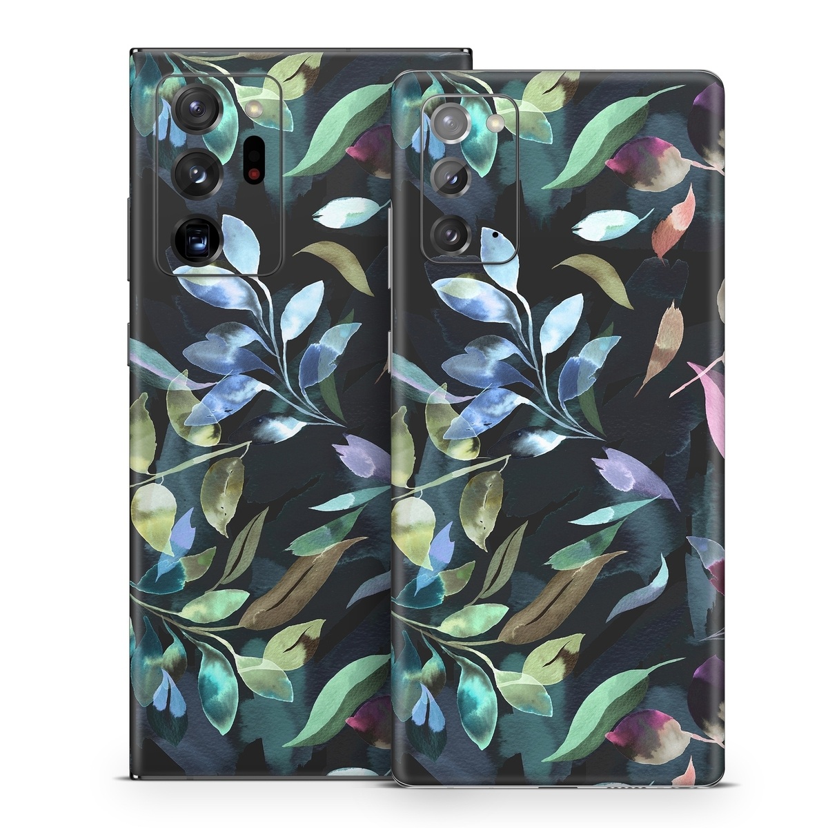 Samsung Galaxy Note 20 Series Skin design of Flower, Leaf, Plant, Botany, Organism, Line, Art, Petal, Groundcover, Terrestrial plant, with black, blue, green, purple, pink, red, white colors