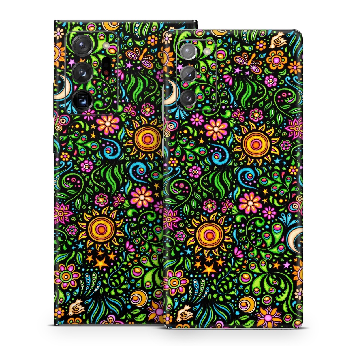 Samsung Galaxy Note 20 Series Skin design of Pattern, Psychedelic art, Visual arts, Art, Design, Motif, Organism, Circle, Textile, Plant, with black, red, green, blue, purple colors