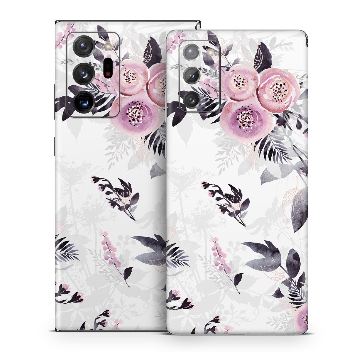 Samsung Galaxy Note 20 Series Skin design of Pink, Pattern, Design, Floral design, Textile, Plant, Flower, Magenta, Petal, Wallpaper, with white, purple, pink, black, gray colors