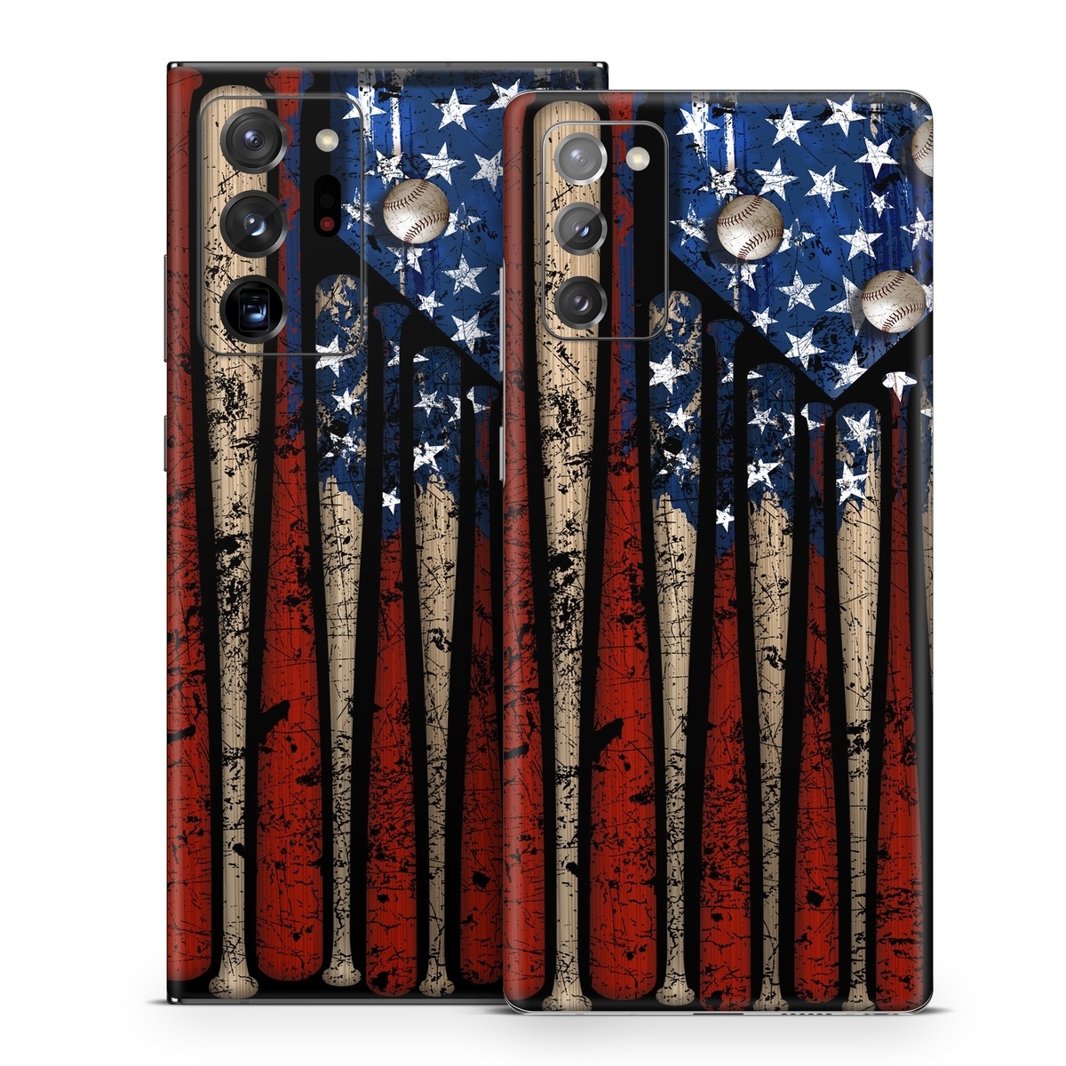 Samsung Galaxy Note 20 Series Skin design of Baseball bat, Baseball equipment, with black, red, gray, green, blue colors