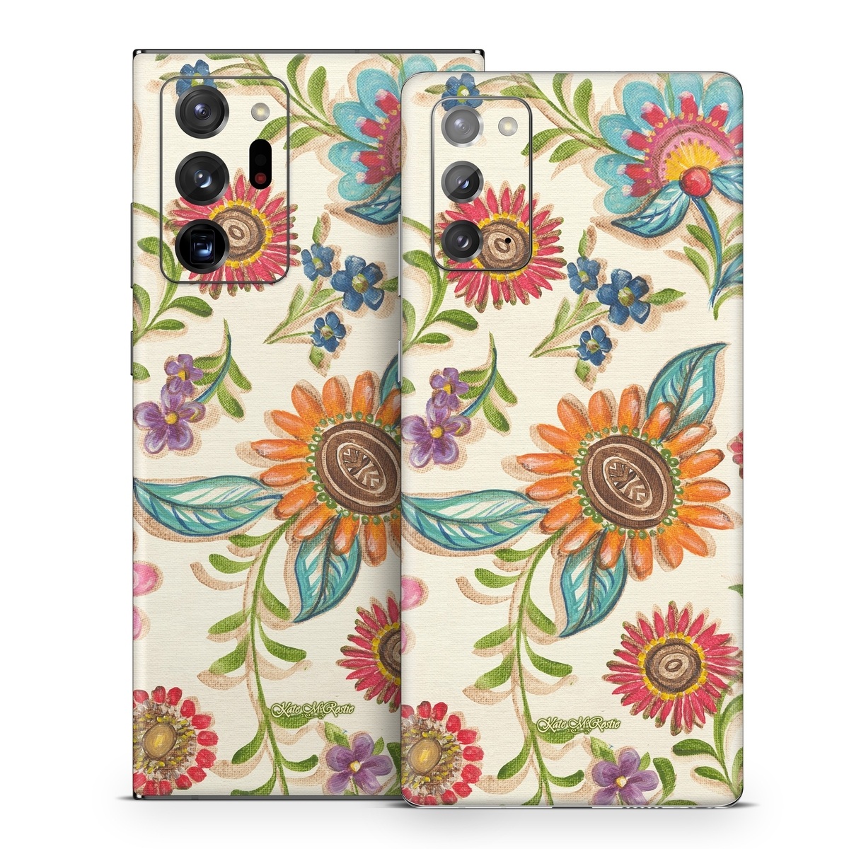 Samsung Galaxy Note 20 Series Skin design of Pattern, Floral design, Flower, Botany, Design, Visual arts, Textile, Plant, Wildflower, Pedicel, with gray, green, pink, yellow, red, blue colors
