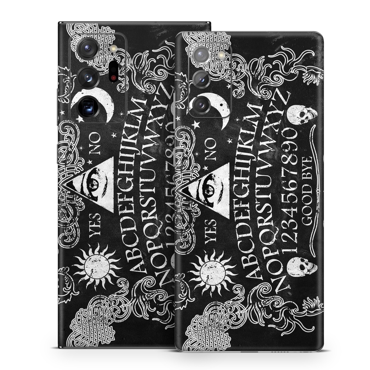 Samsung Galaxy Note 20 Series Skin design of Text, Font, Pattern, Design, Illustration, Headpiece, Tiara, Black-and-white, Calligraphy, Hair accessory, with black, white, gray colors