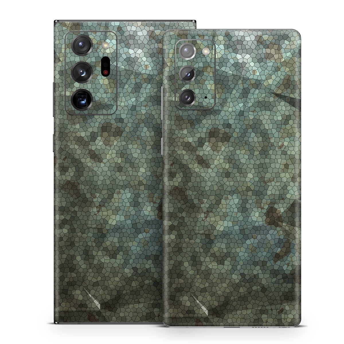 Samsung Galaxy Note 20 Series Skin design of Green, Pattern, Brown, Wall, Design, Rock, Geology, Camouflage, Granite, Metal, with black, brown, blue, gray, white colors