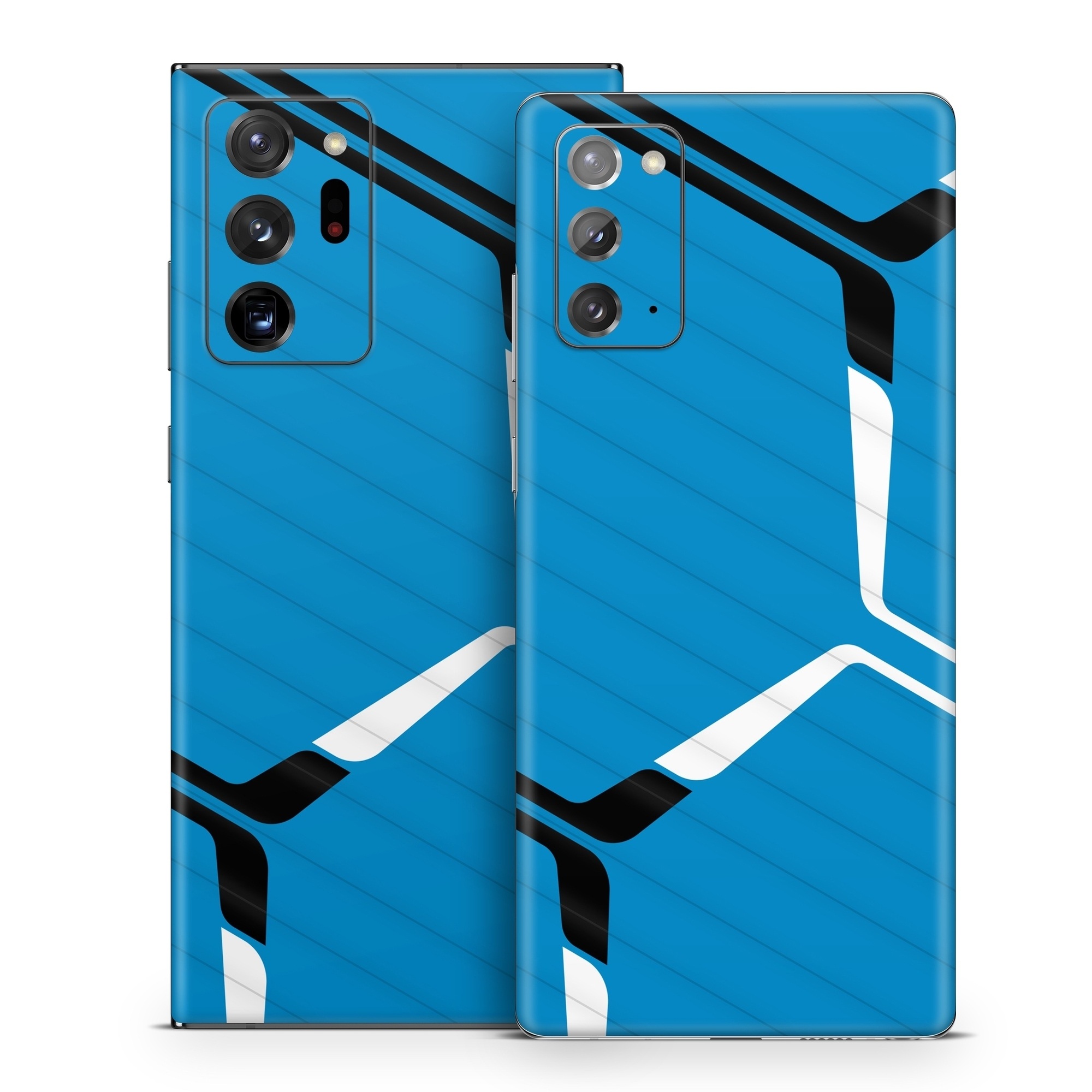 Samsung Galaxy Note 20 Series Skin design of Azure, Triangle, Parallel, Font, Electric blue, Pattern, Symmetry, Table, Symbol, Logo, with blue, black, white colors