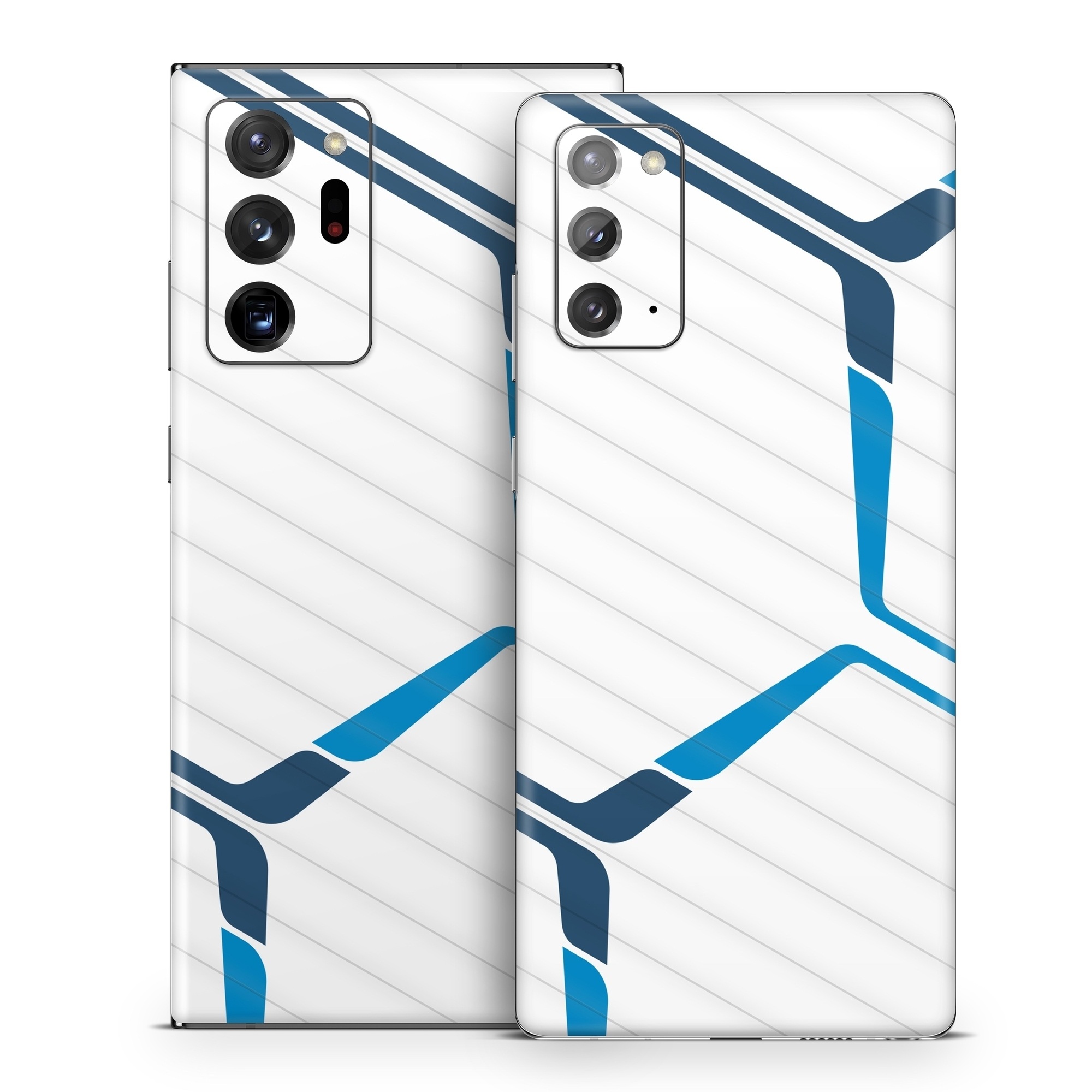 Samsung Galaxy Note 20 Series Skin design of Textile, Sleeve, Font, Parallel, Pattern, Electric blue, Jersey, Sportswear, Symmetry, Graphics, with white, blue colors