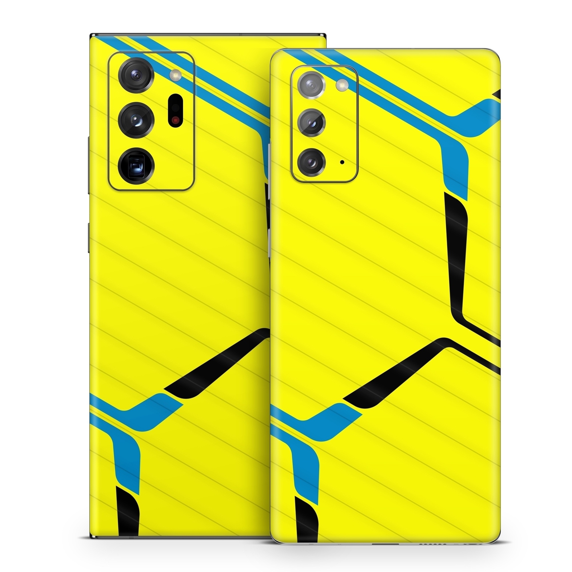 Samsung Galaxy Note 20 Series Skin design of Azure, Triangle, Font, Parallel, Symmetry, Pattern, Electric blue, Symbol, Rectangle, Design, with yellow, blue colors