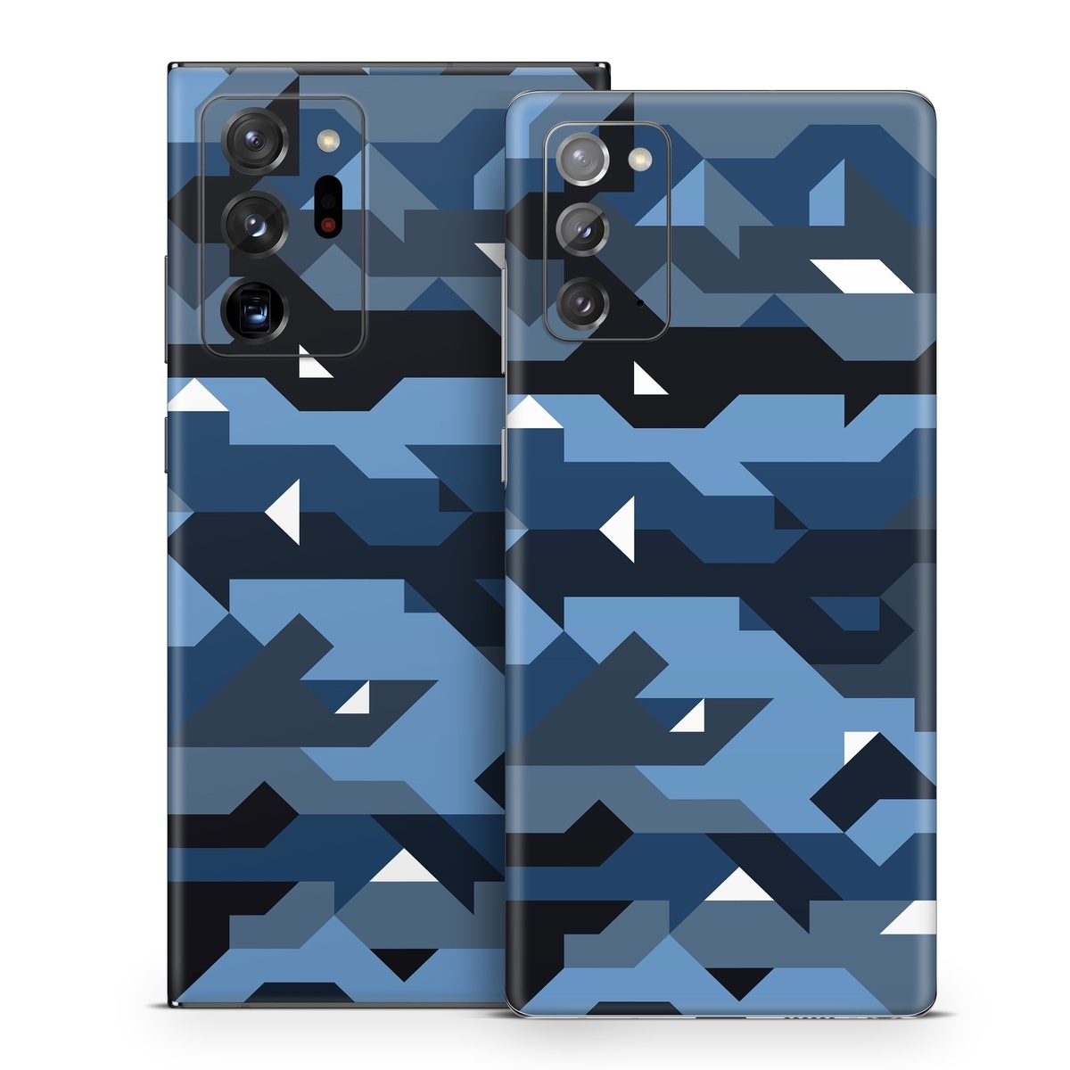 Samsung Galaxy Note 20 Series Skin design of Blue, Pattern, Design, Font, Line, Camouflage, Illustration, Triangle, with blue, black, white, gray colors