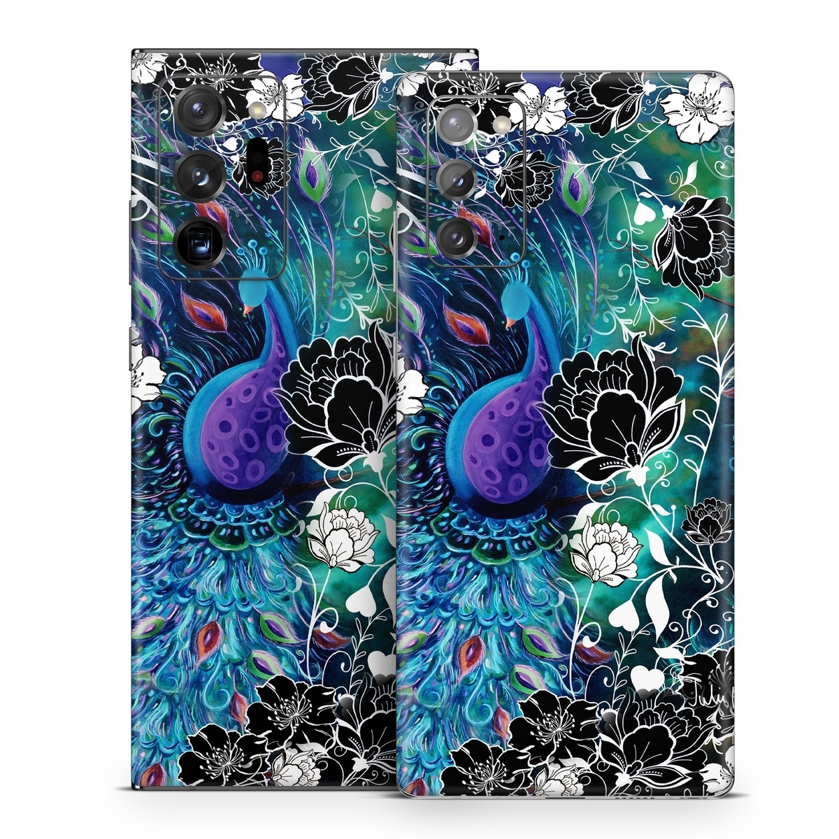 Samsung Galaxy Note 20 Series Skin design of Pattern, Psychedelic art, Organism, Turquoise, Purple, Graphic design, Art, Design, Illustration, Fractal art, with black, blue, gray, green, white colors