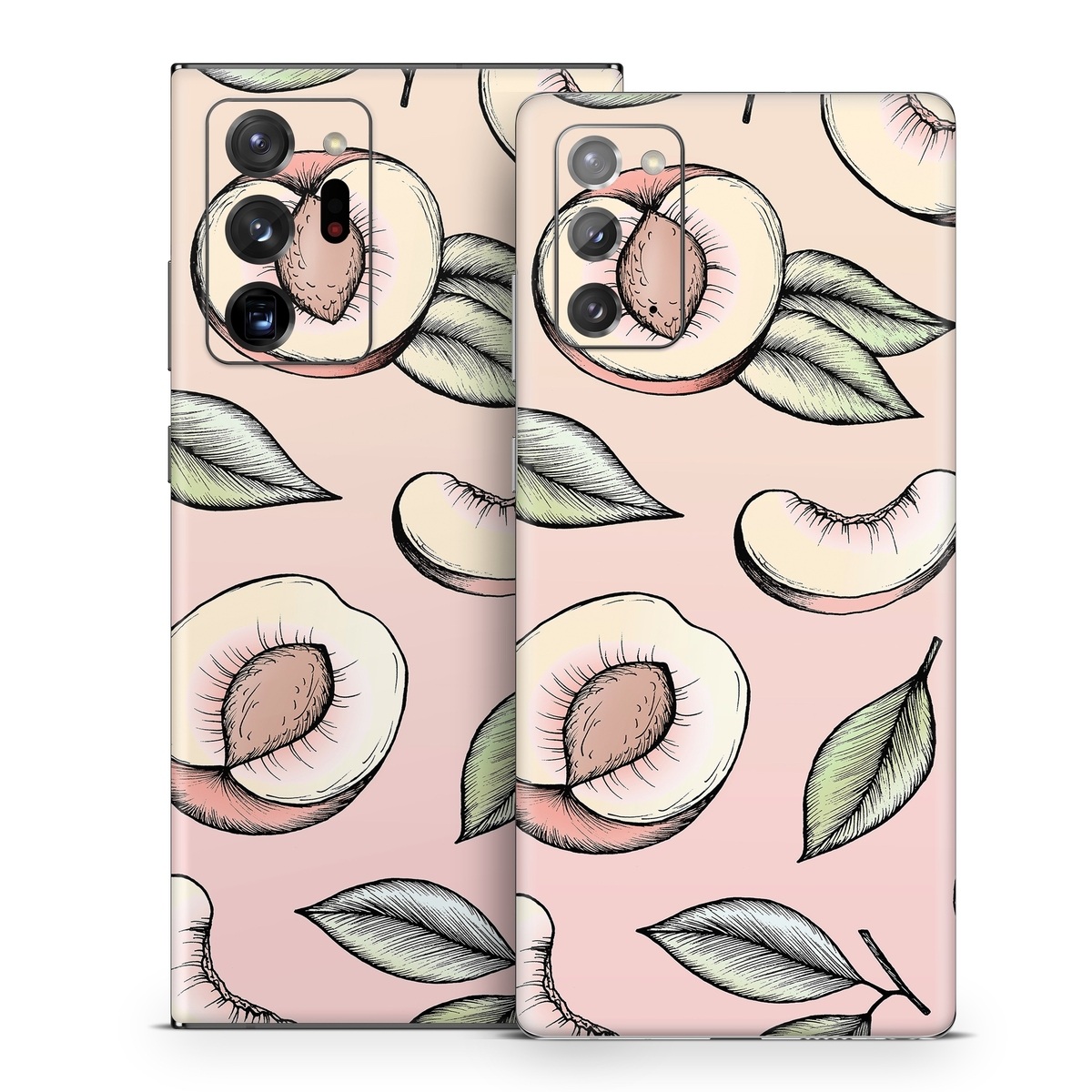 Samsung Galaxy Note 20 Series Skin design of Pattern, Leaf, Botany, Organism, Design, Plant, Illustration, Clip art, with pink, green, yellow, orange colors