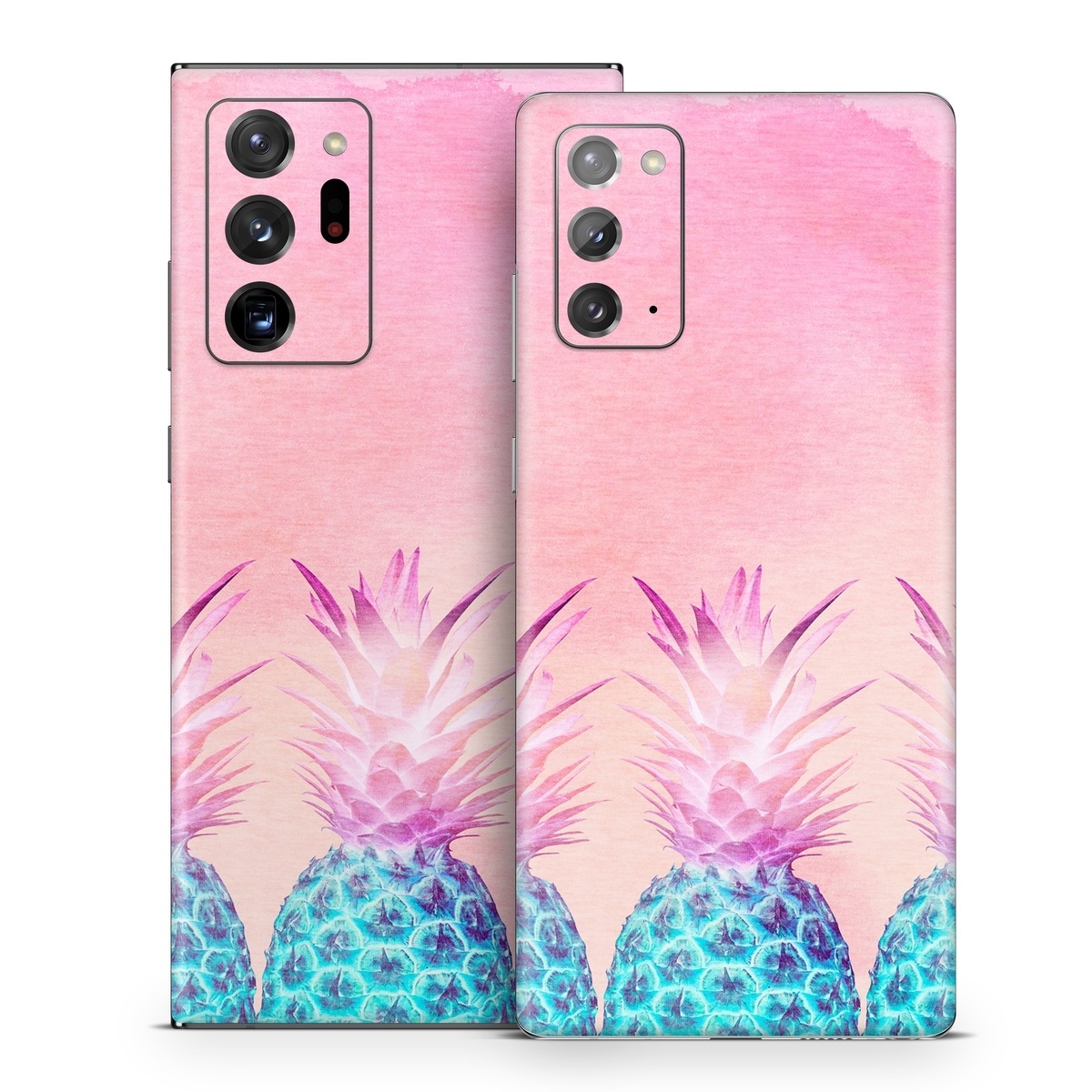 Samsung Galaxy Note 20 Series Skin design of Pineapple, Ananas, Pink, Fruit, Plant, Bromeliaceae, Pattern, Poales, with pink, blue, orange colors