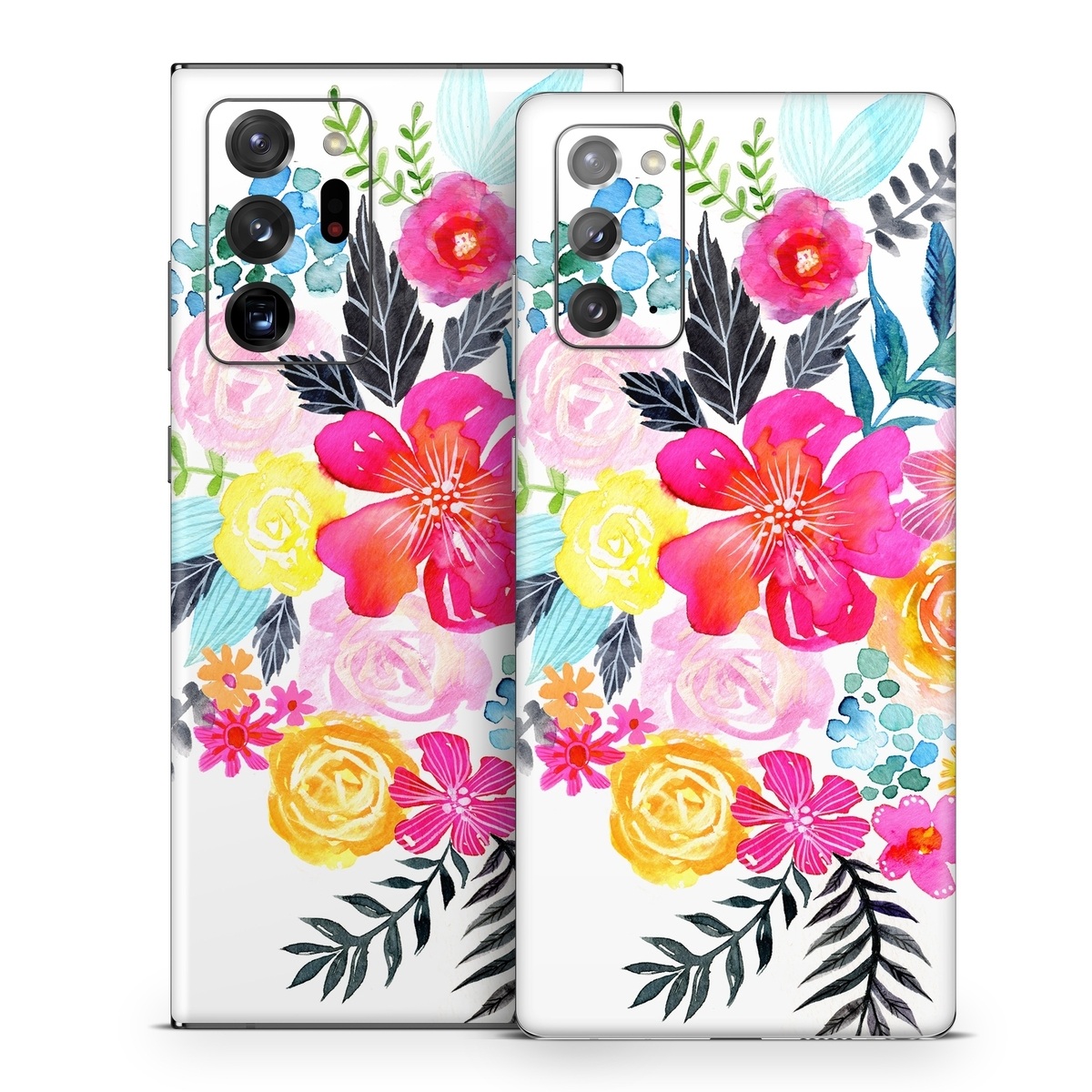 Samsung Galaxy Note 20 Series Skin design of Flower, Clip art, Bouquet, Plant, Illustration, Floral design, Pink, Petal, Botany, Design, with white, pink, orange, red, yellow, blue, black, green colors