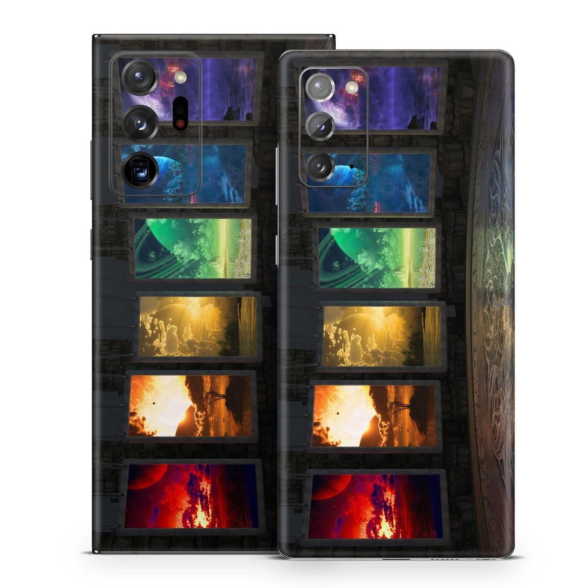 Samsung Galaxy Note 20 Series Skin design of Light, Lighting, Water, Sky, Technology, Night, Art, Geological phenomenon, Electronic device, Glass, with black, red, green, blue colors