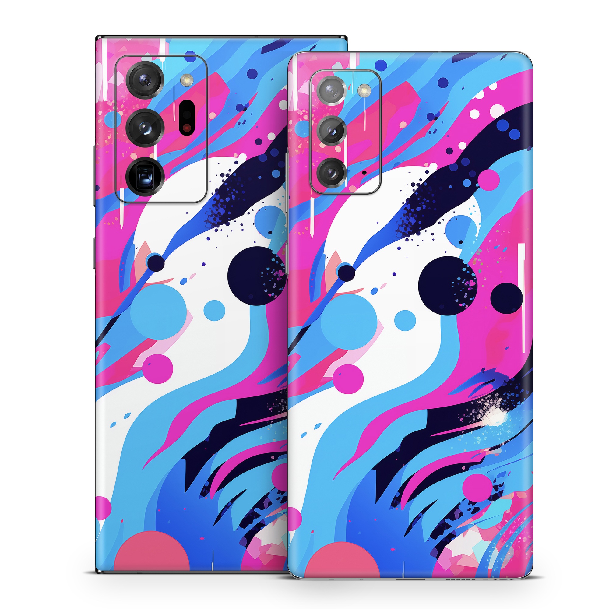 Samsung Galaxy Note 20 Series Skin design of Organism, Art, Line, Font, Magenta, Art paint, Paint, Pattern, Electric blue, Tints and shades, with pink, blue, white, black, orange colors