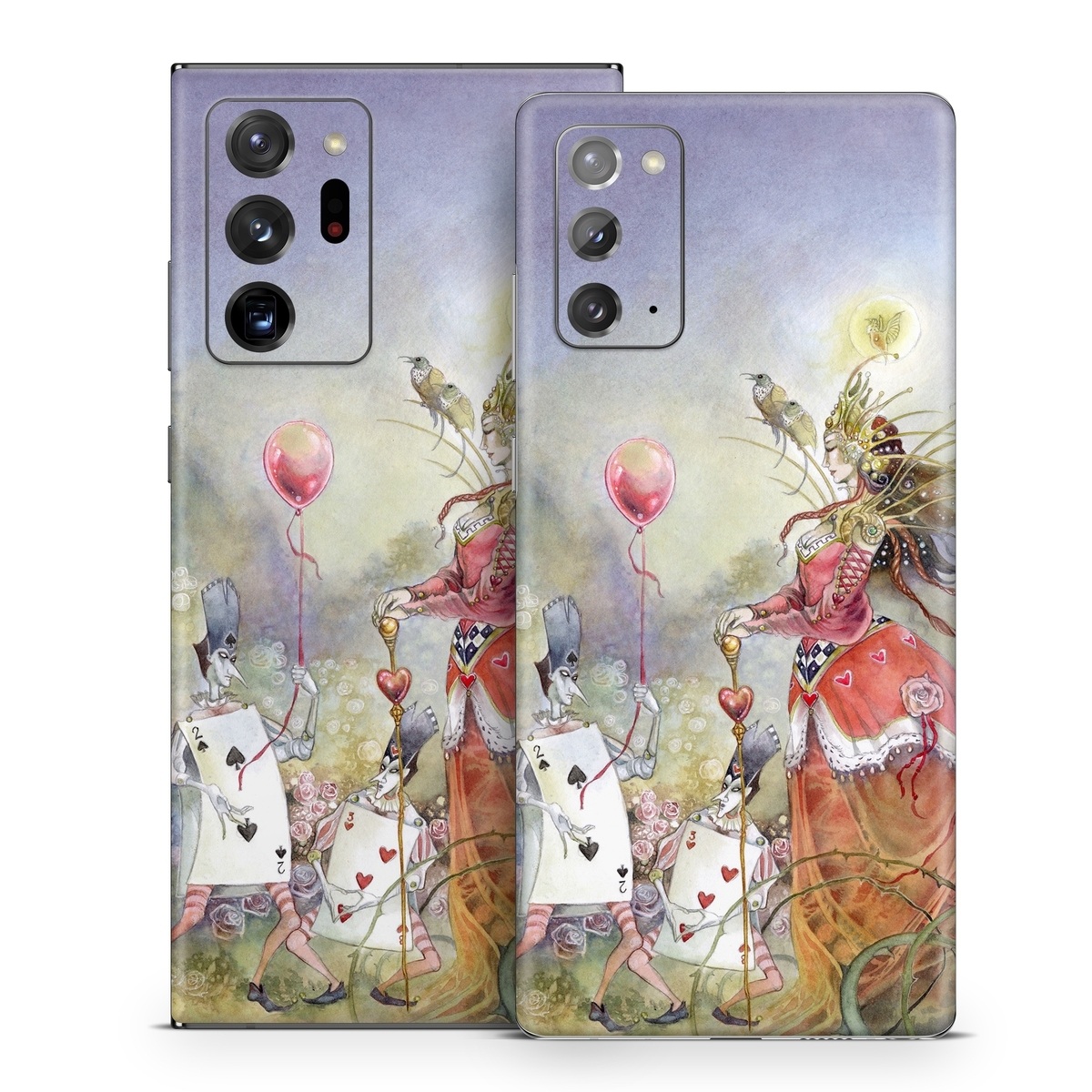 Samsung Galaxy Note 20 Series Skin design of Watercolor paint, Painting, Art, Illustration, Spring, Flower, Fictional character, Blossom, Plant, Visual arts, with red, pink, white, black, blue, yellow, green colors