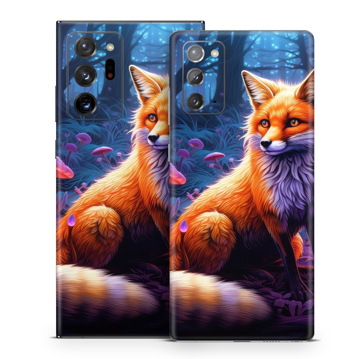 Samsung Galaxy Note 20 Series Skin design of Plant, Light, Carnivore, Orange, Organism, Tree, Pink, Natural landscape, Fawn, Whiskers, with red, orange, white, black, purple, gray, green colors