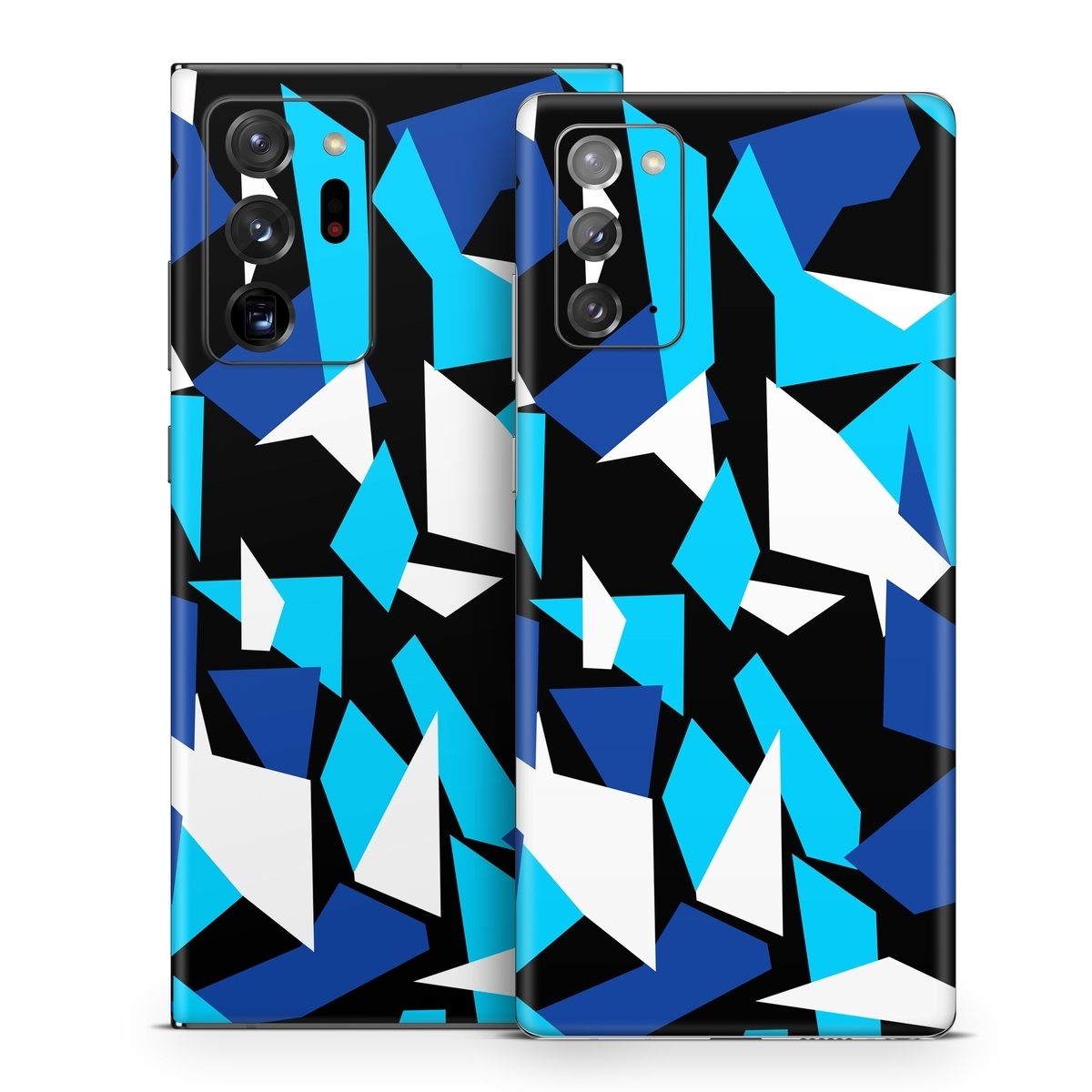 Samsung Galaxy Note 20 Series Skin design of Blue, Pattern, Turquoise, Cobalt blue, Teal, Design, Electric blue, Graphic design, Triangle, Font, with blue, white, black colors