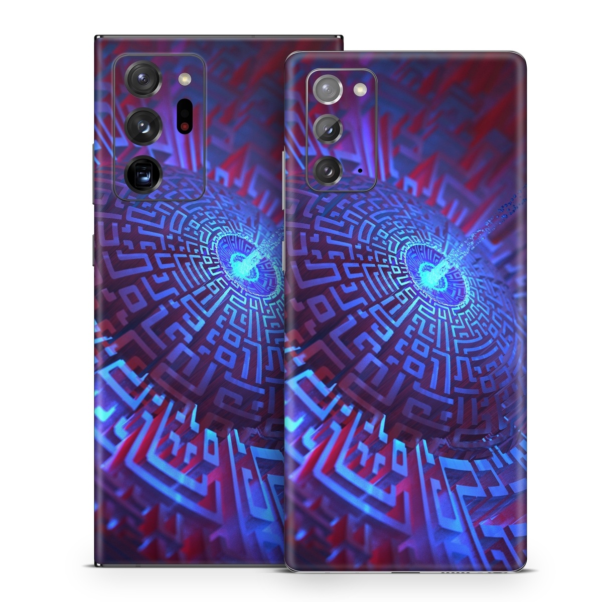 Samsung Galaxy Note 20 Series Skin design of Blue, Light, Fractal art, Electric blue, Purple, Water, Psychedelic art, Organism, Art, Spiral, with black, blue colors