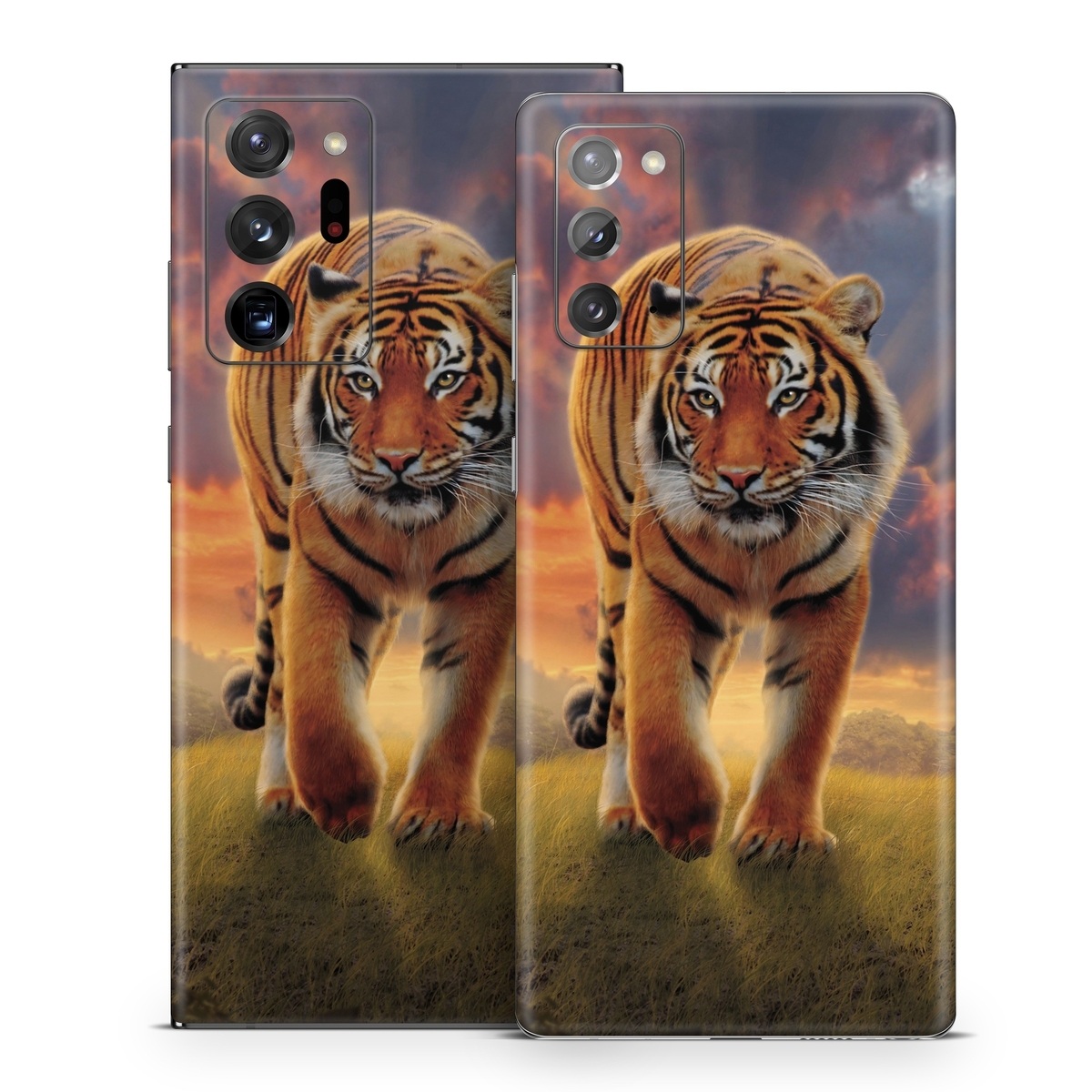 Samsung Galaxy Note 20 Series Skin design of Tiger, Wildlife, Bengal tiger, Mammal, Felidae, Siberian tiger, Sky, Big cats, Terrestrial animal, Carnivore, with black, white, yellow, red, green, blue colors